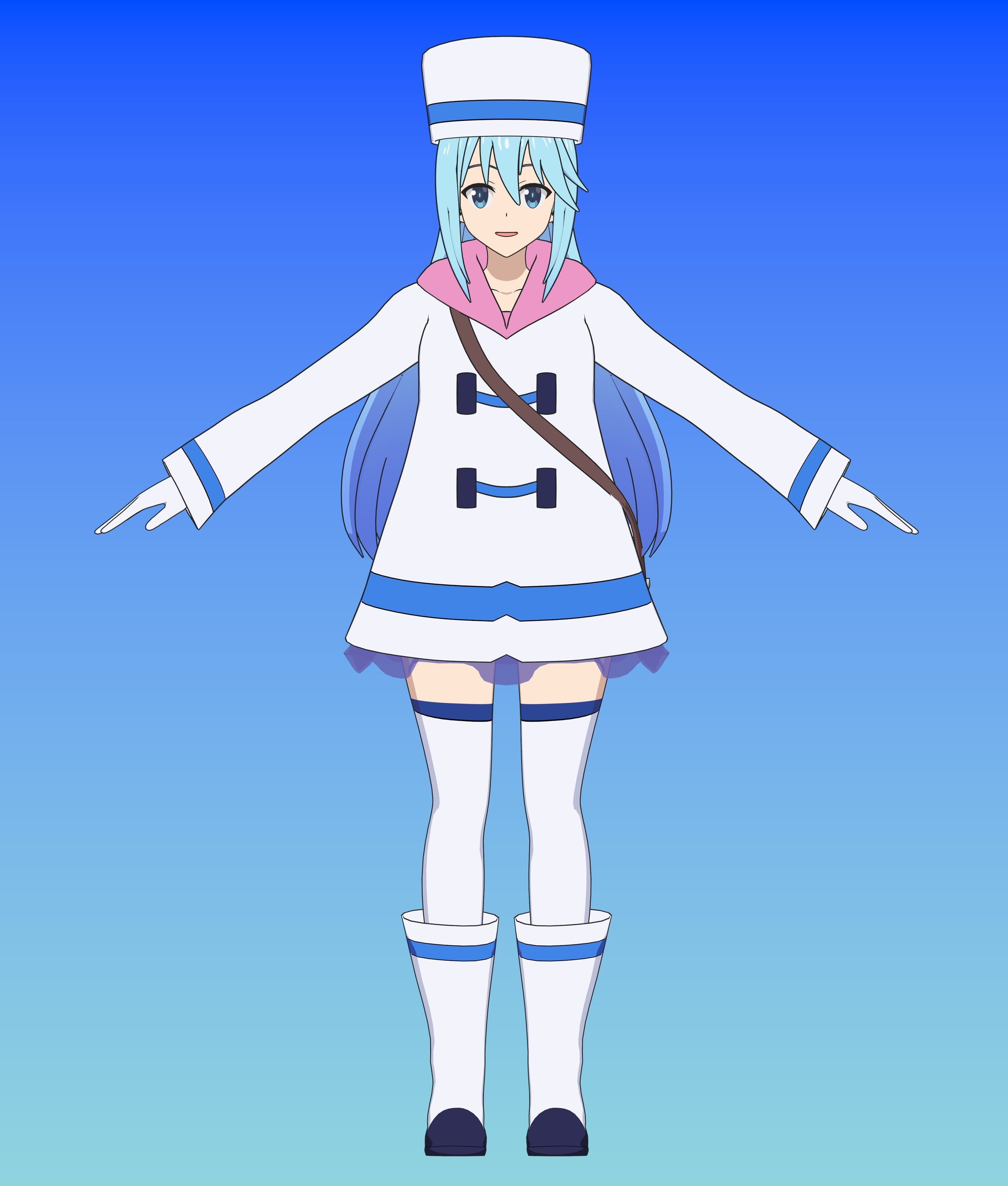Pack Aqua Goddess - Konosuba - 3D Model Blender Low-poly 3D model_7