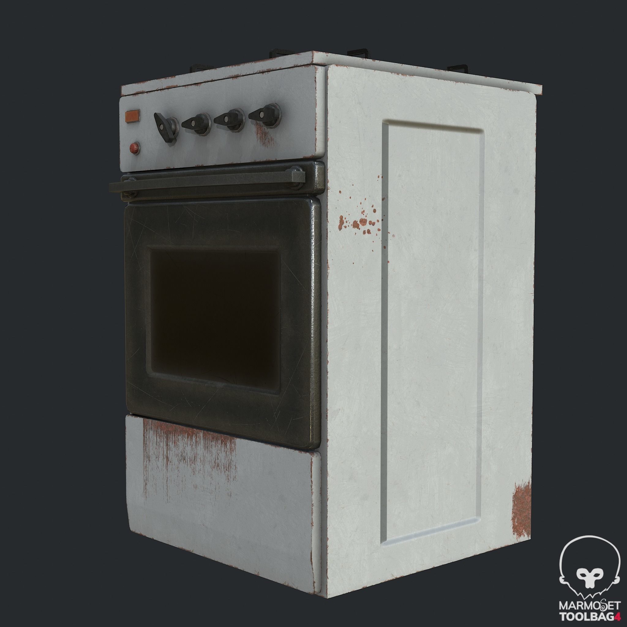 Pbr Rusty Old Stove - Cooker - Oven Low-poly 3D model_2
