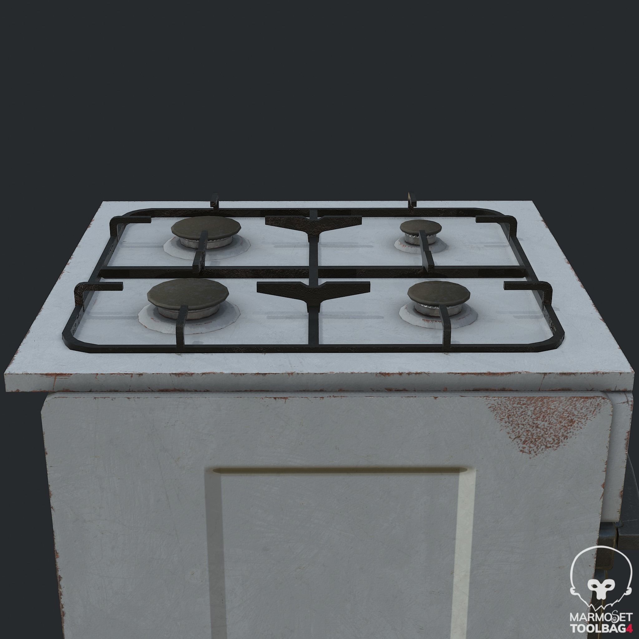 Pbr Rusty Old Stove - Cooker - Oven Low-poly 3D model_9