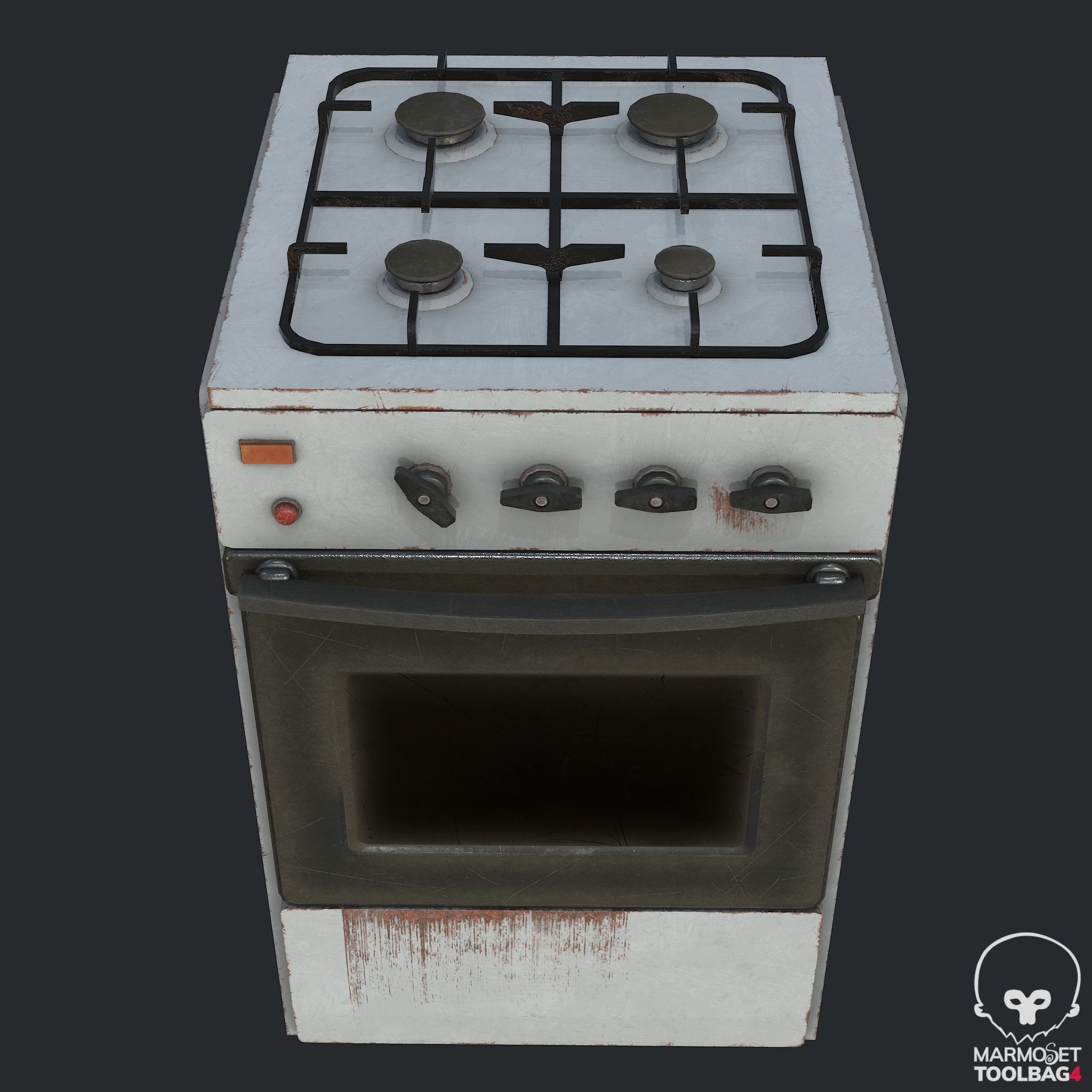 Pbr Rusty Old Stove - Cooker - Oven Low-poly 3D model_4