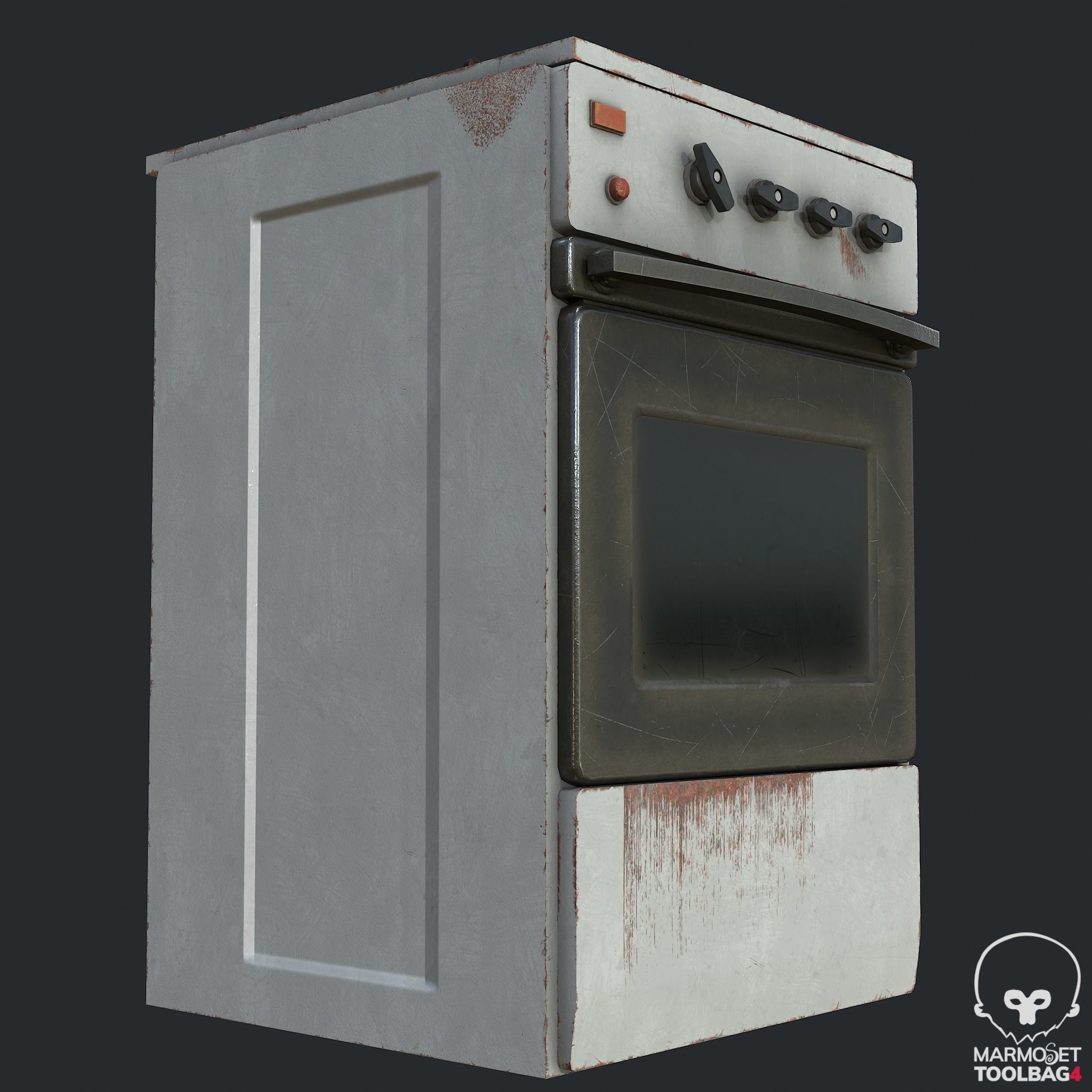Pbr Rusty Old Stove - Cooker - Oven Low-poly 3D model_6