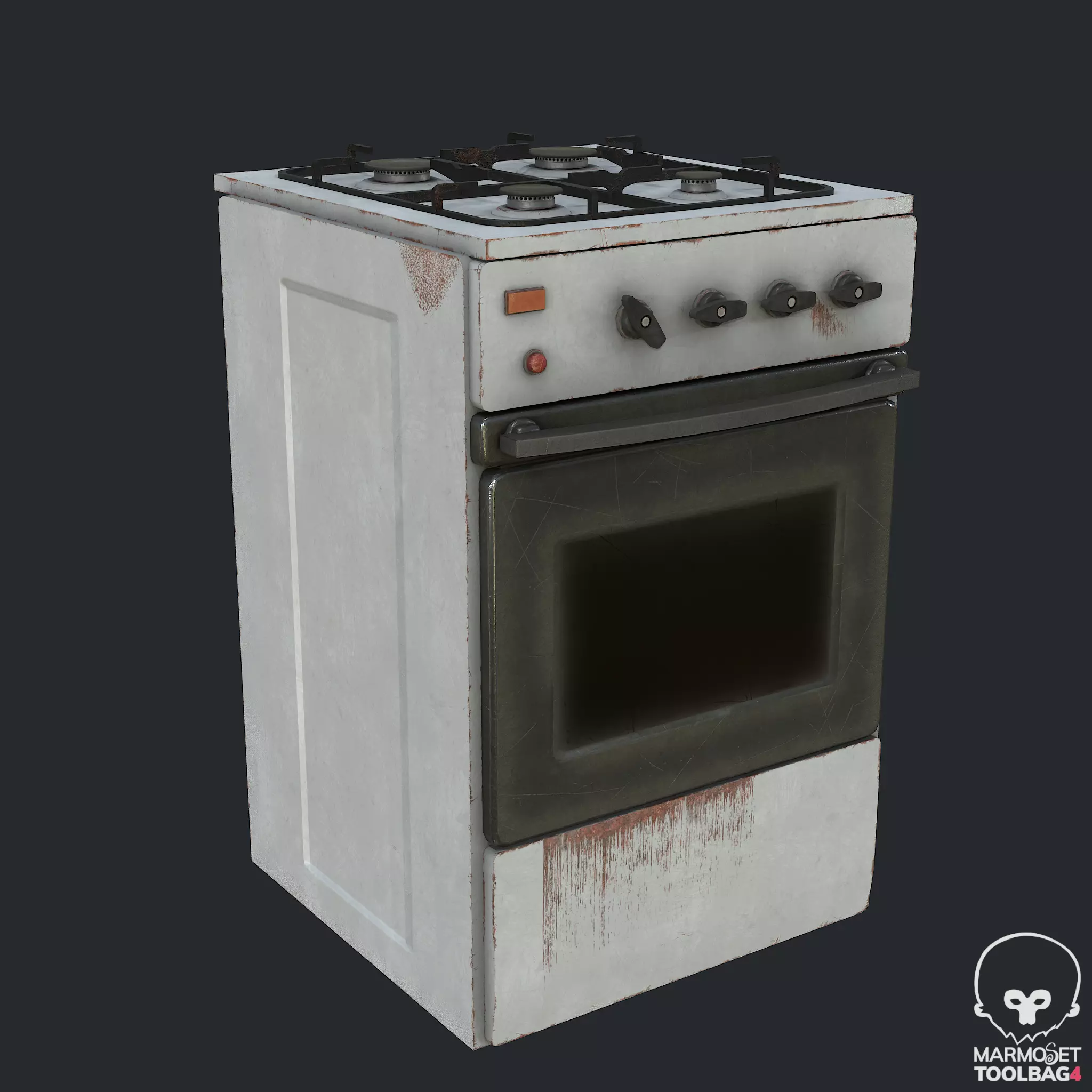 Pbr Rusty Old Stove - Cooker - Oven Low-poly 3D model_0