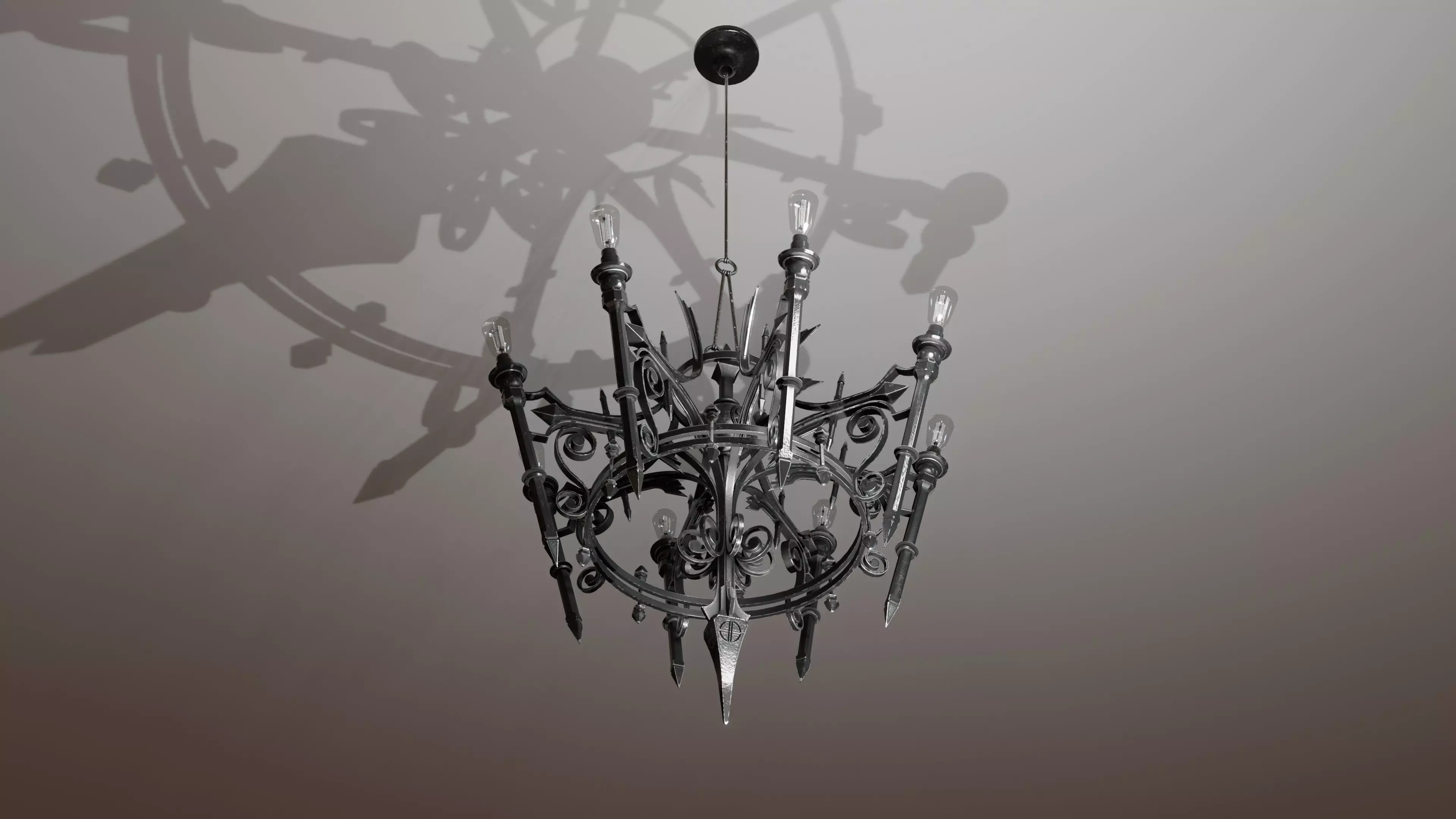 Victorian Gothic Chandelier Low-poly 3D model_0