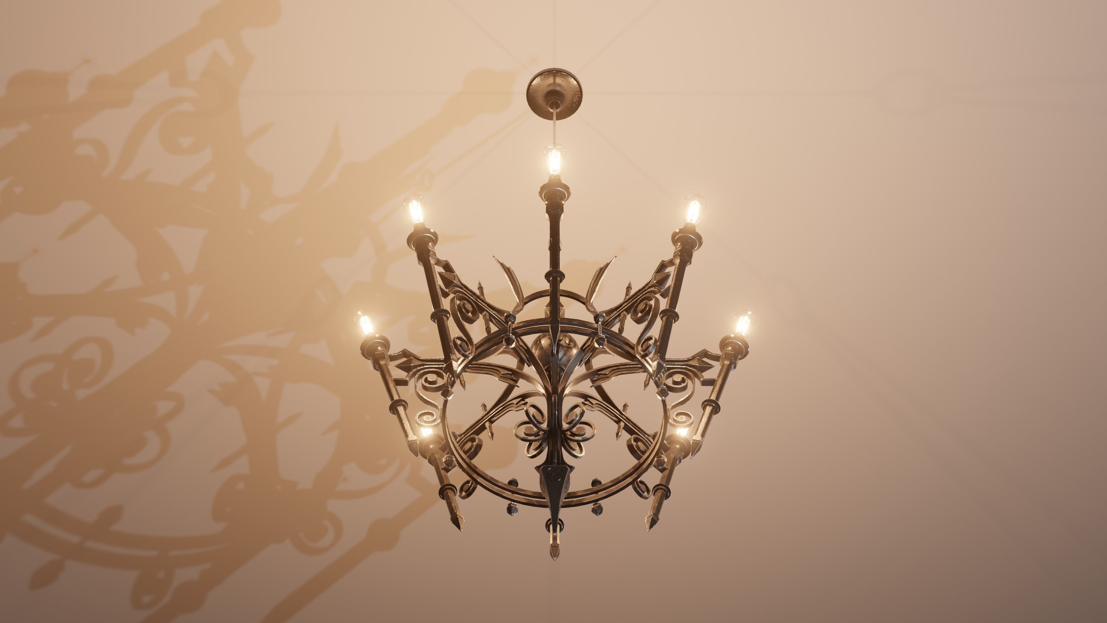 Victorian Gothic Chandelier Low-poly 3D model_9