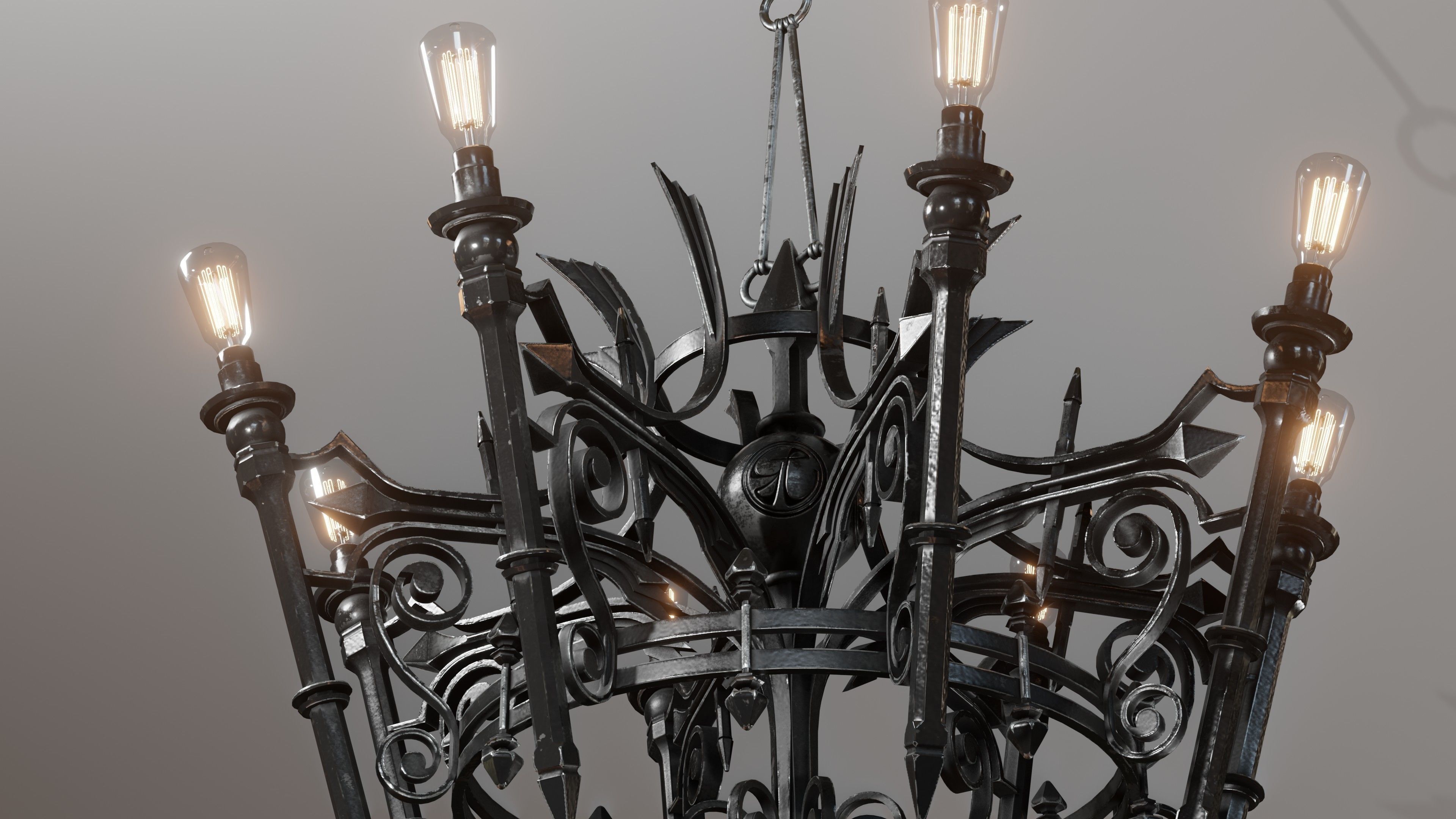 Victorian Gothic Chandelier Low-poly 3D model_2