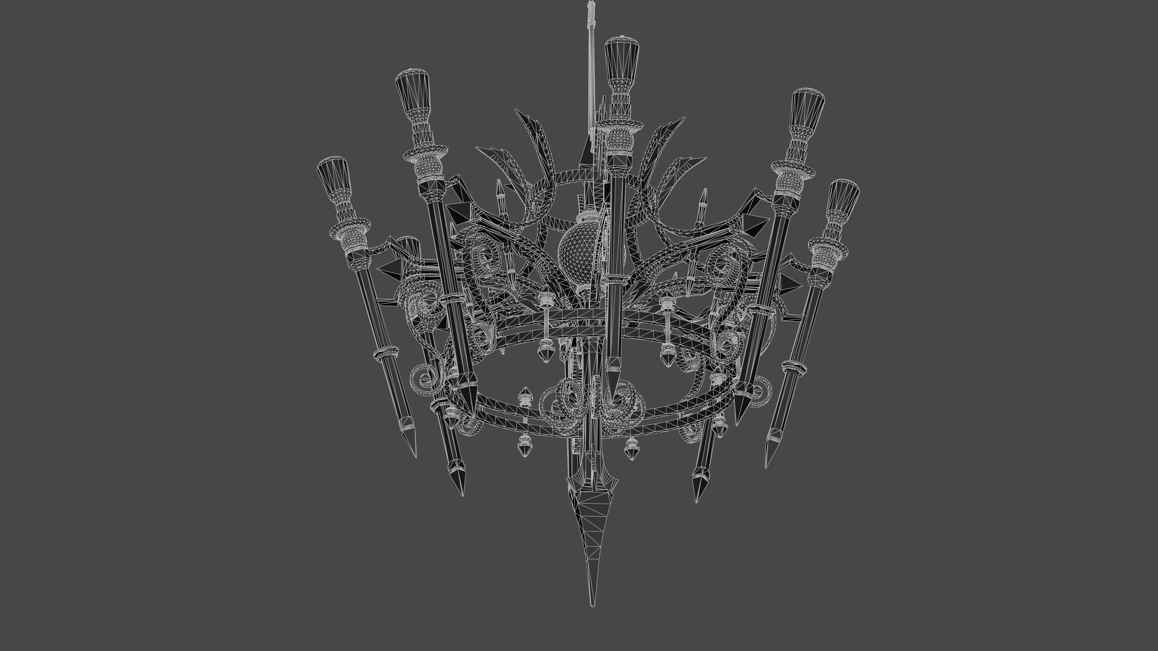 Victorian Gothic Chandelier Low-poly 3D model_15
