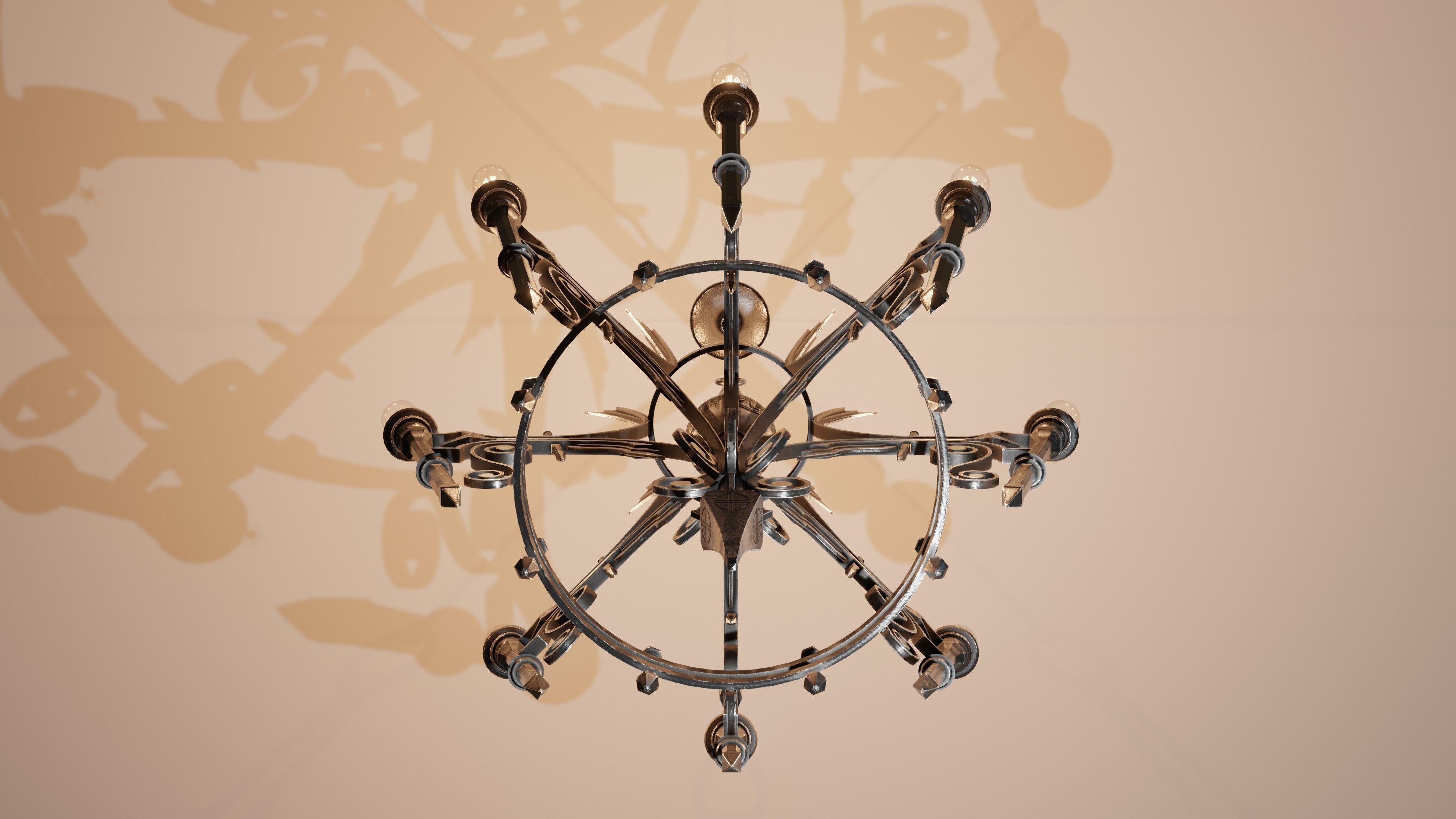 Victorian Gothic Chandelier Low-poly 3D model_4