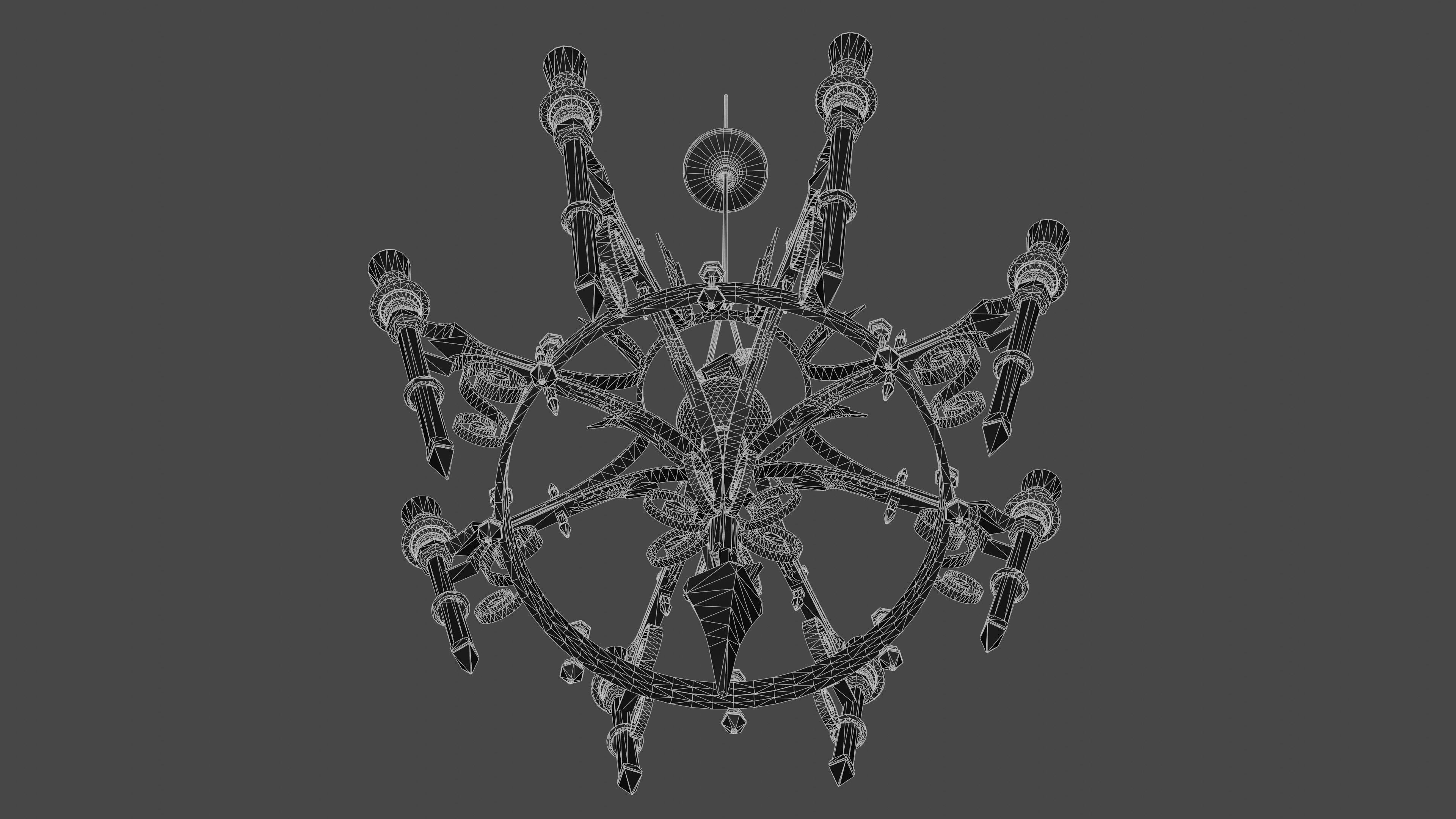 Victorian Gothic Chandelier Low-poly 3D model_12
