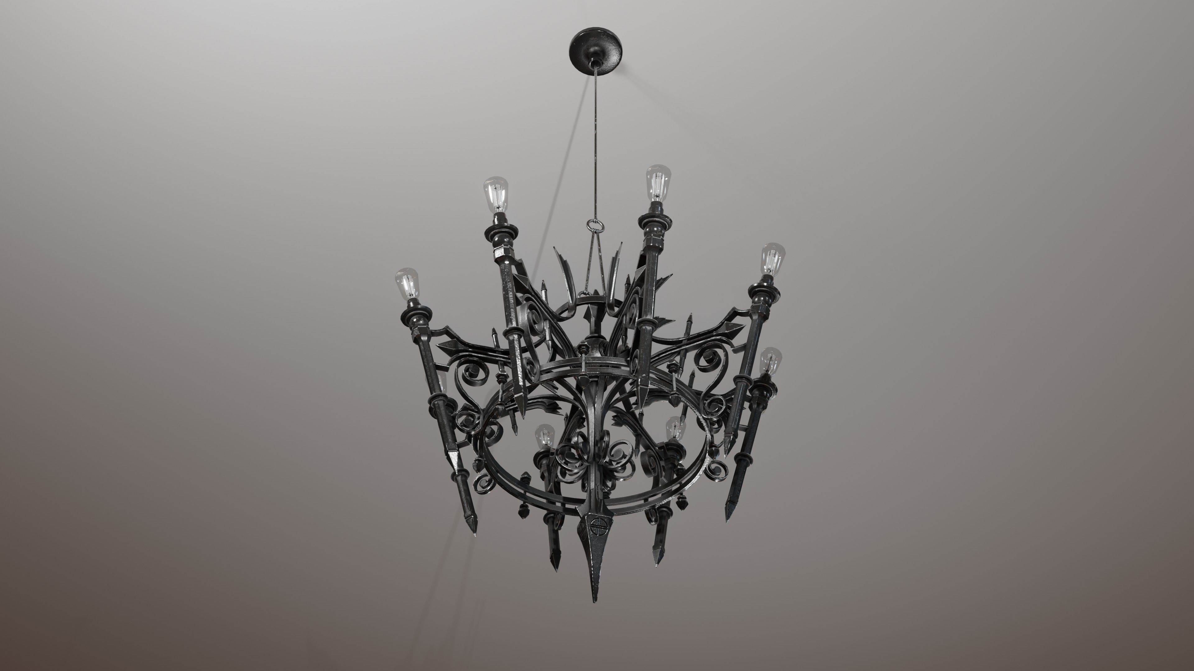 Victorian Gothic Chandelier Low-poly 3D model_6