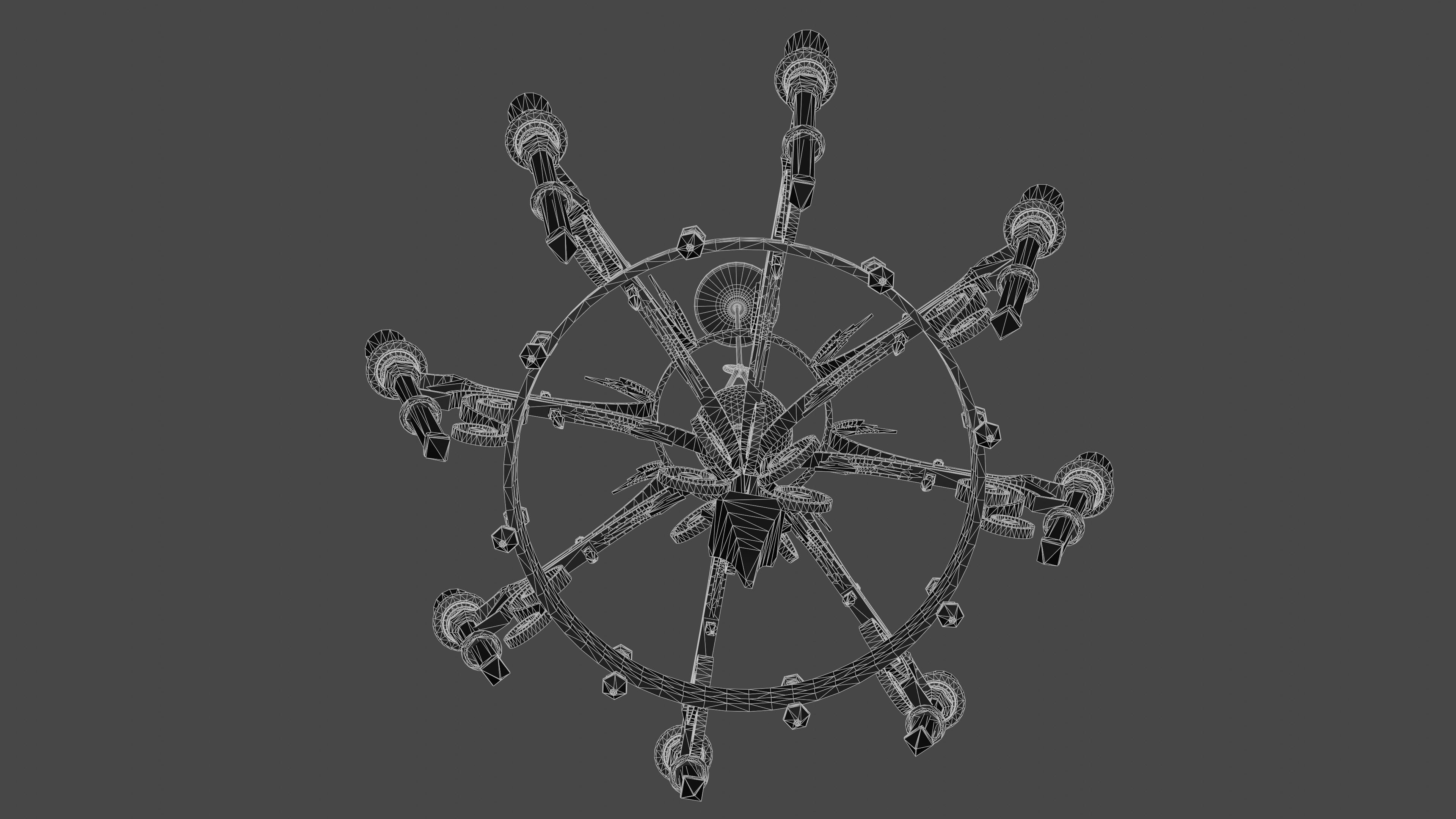 Victorian Gothic Chandelier Low-poly 3D model_14