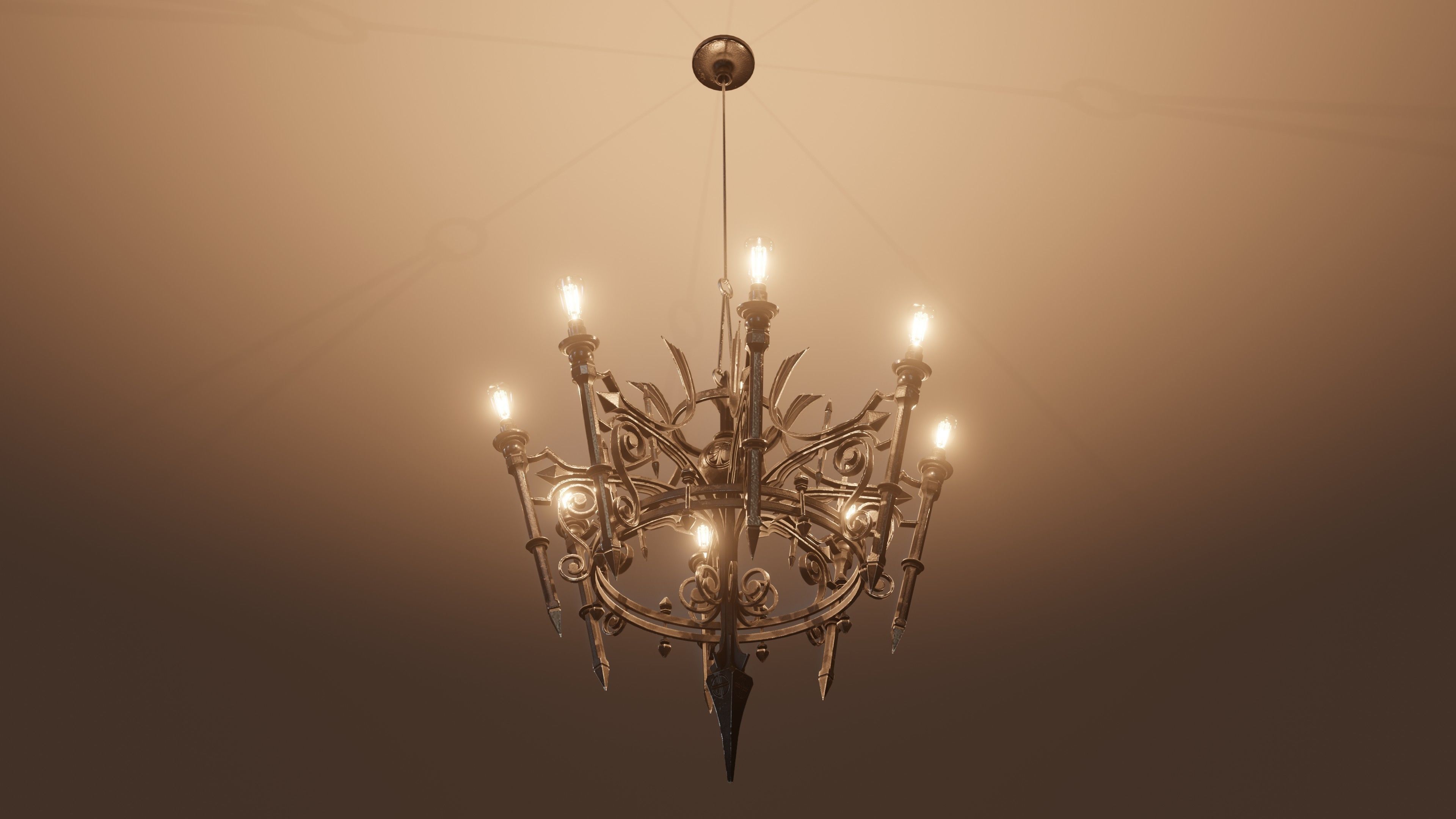 Victorian Gothic Chandelier Low-poly 3D model_8