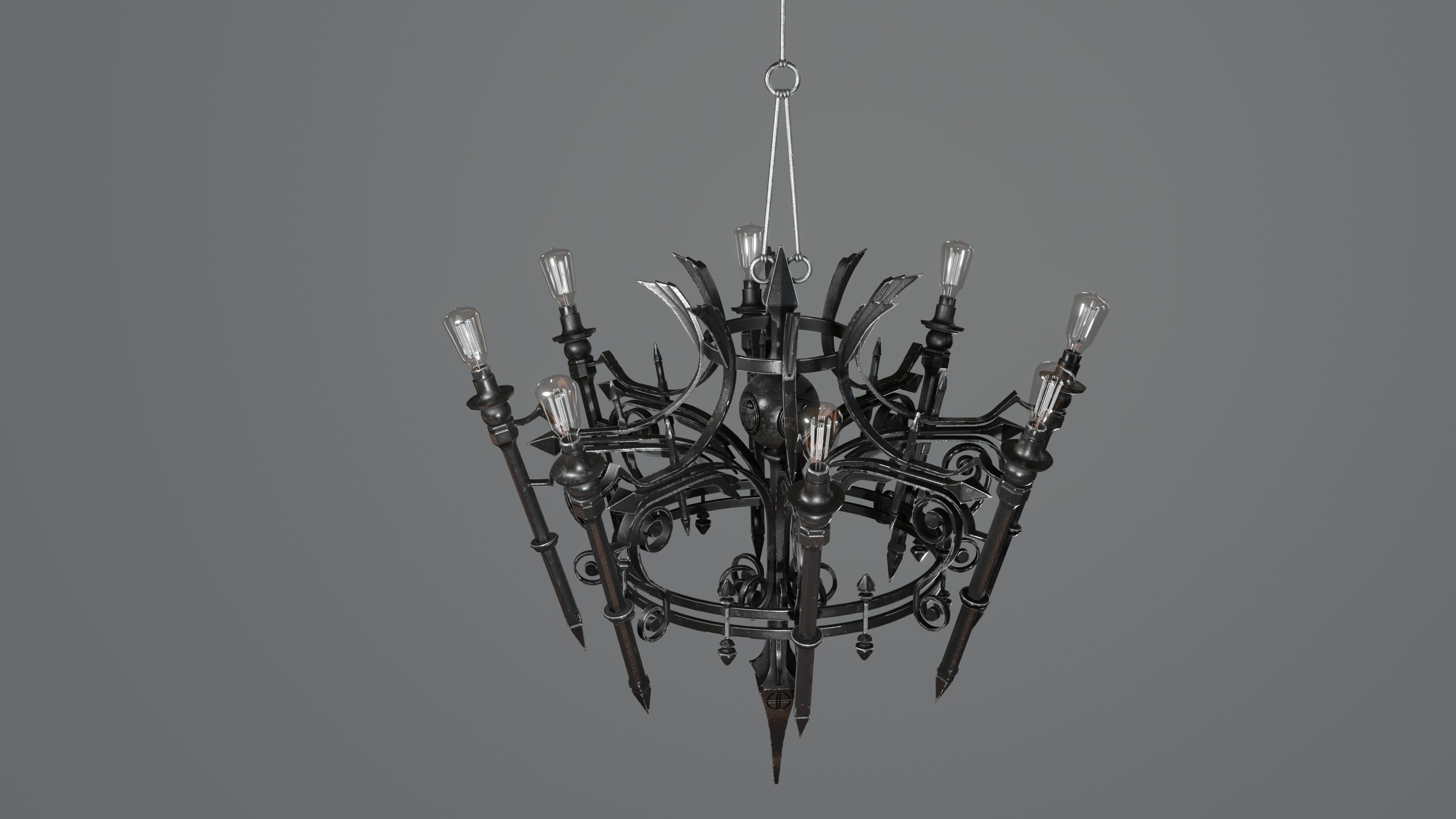 Victorian Gothic Chandelier Low-poly 3D model_5