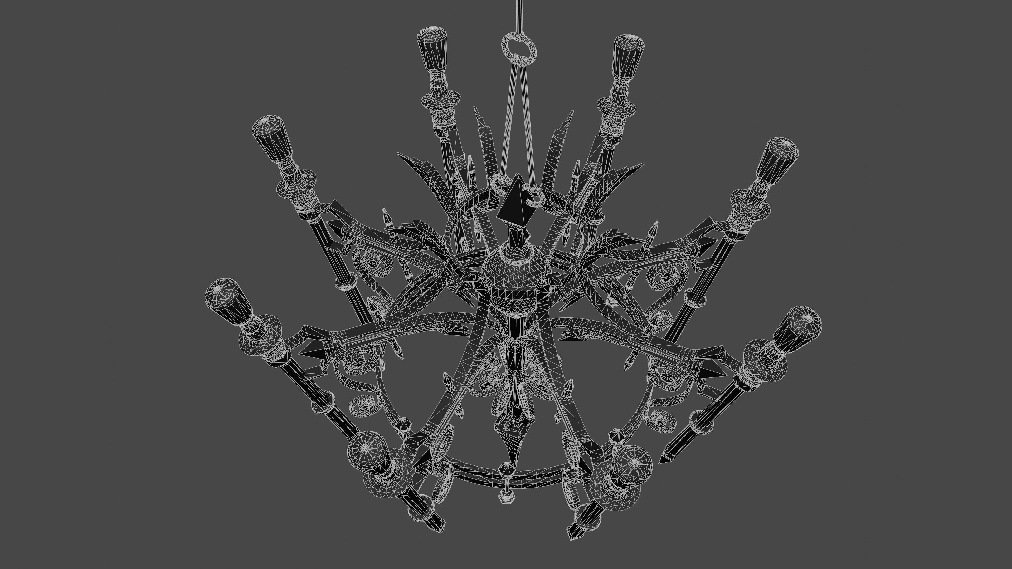 Victorian Gothic Chandelier Low-poly 3D model_13
