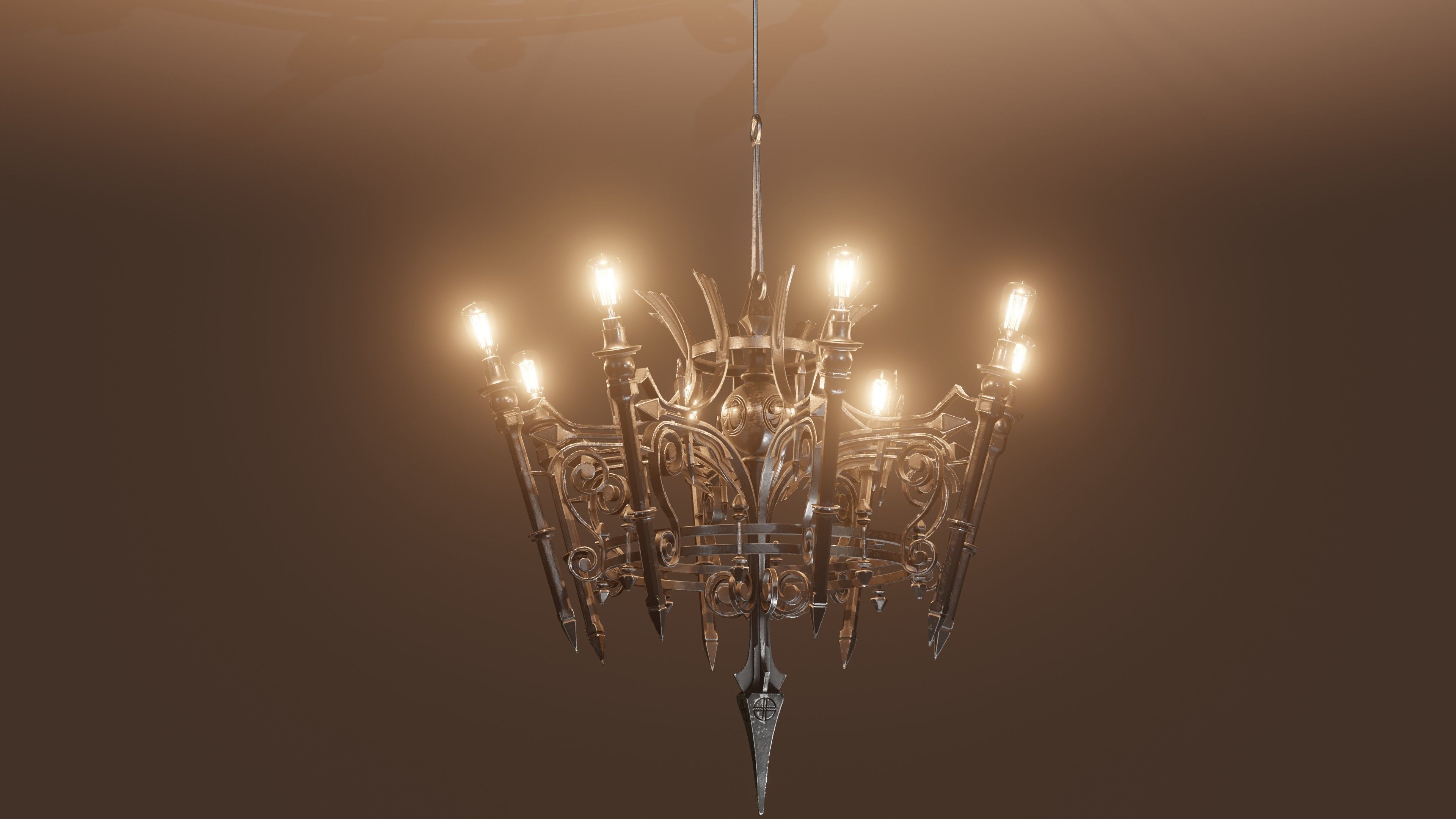 Victorian Gothic Chandelier Low-poly 3D model_7