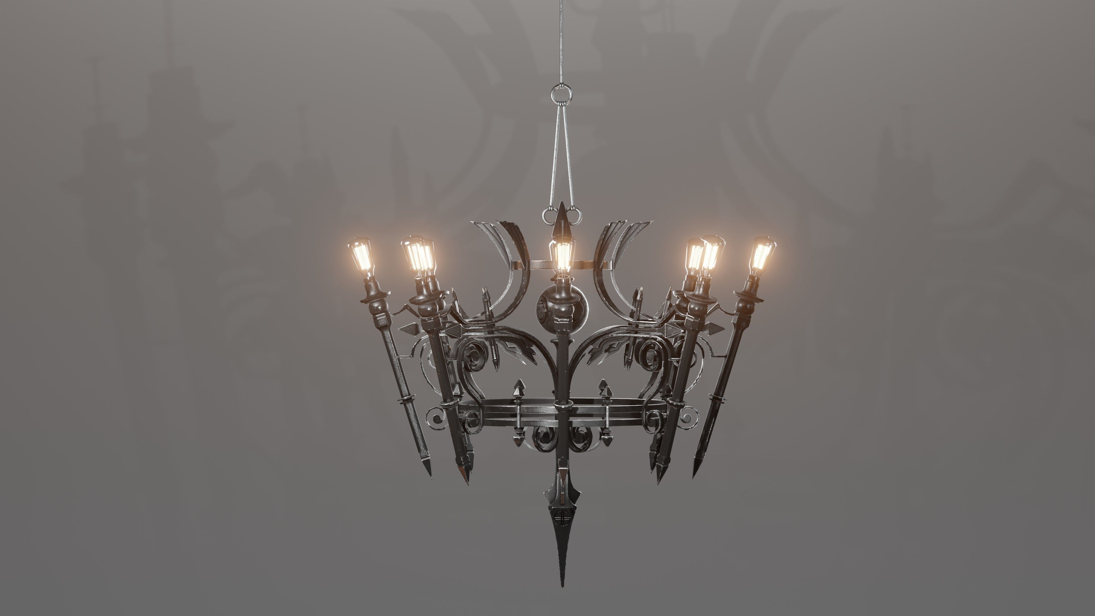 Victorian Gothic Chandelier Low-poly 3D model_1