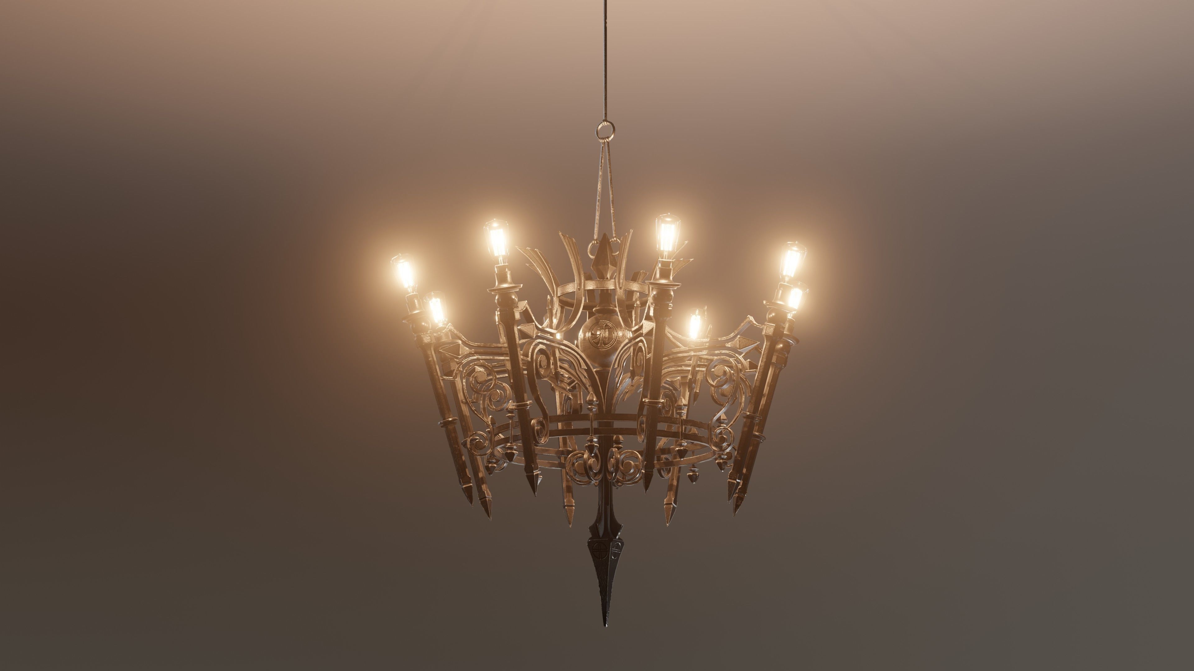Victorian Gothic Chandelier Low-poly 3D model_11