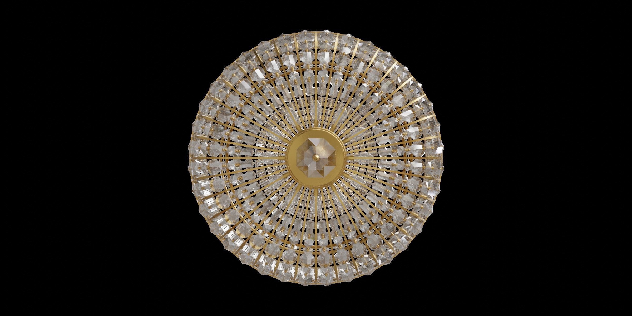 Antique Gold Chandelier 3D model_3