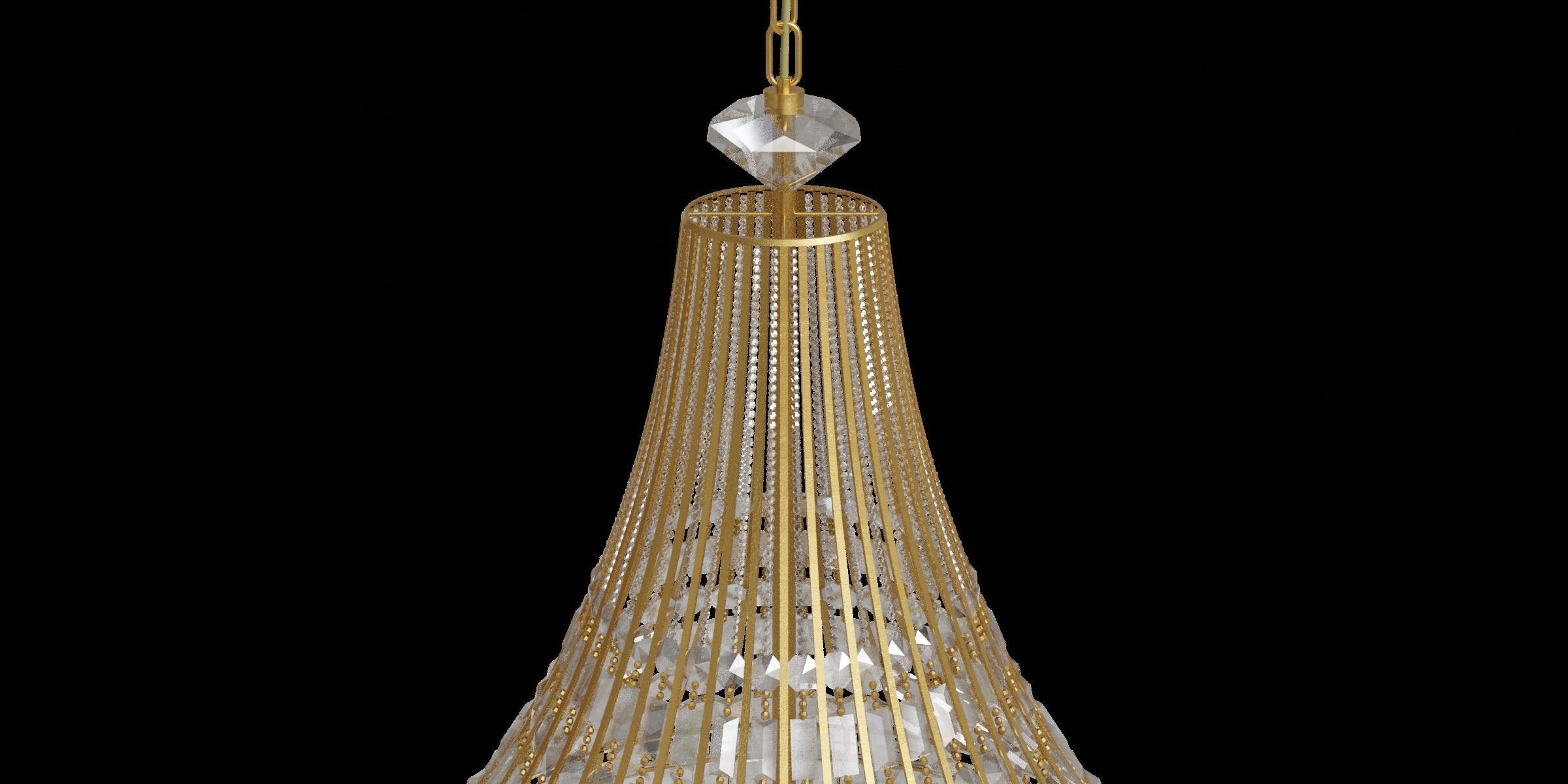 Antique Gold Chandelier 3D model_11