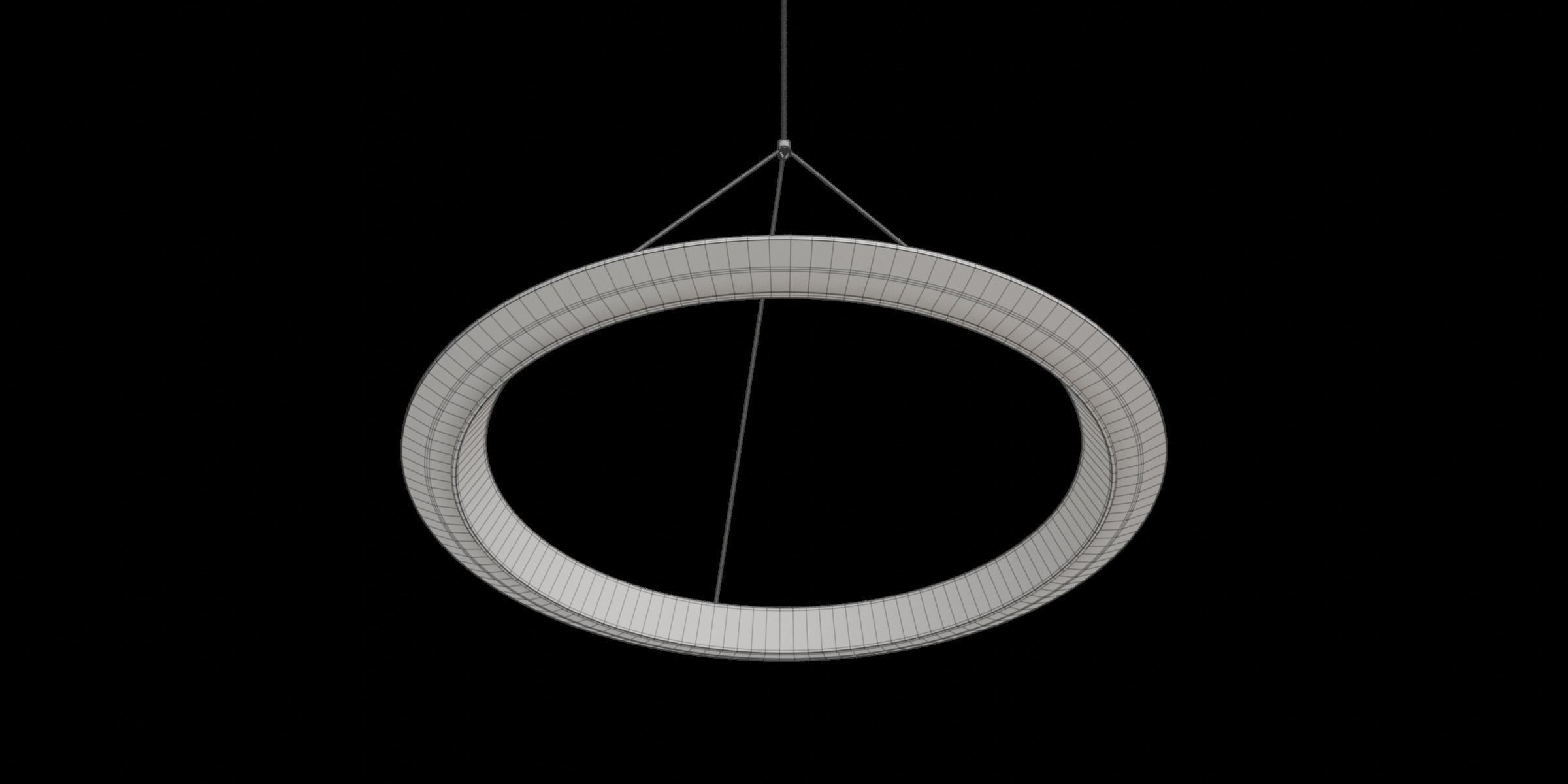 Black Circle Led Pendant Low-poly 3D model_2