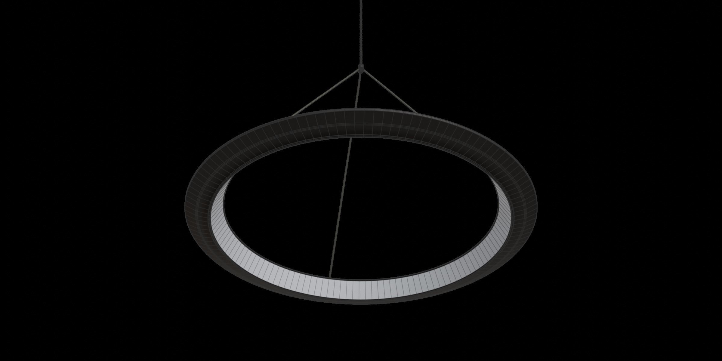 Black Circle Led Pendant Low-poly 3D model_3