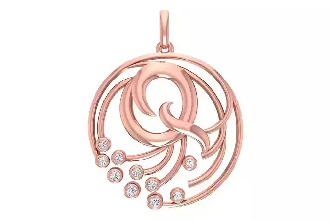 Alphabet Q Diamond Pendant 3dm STL OBJ FBX Renders Details