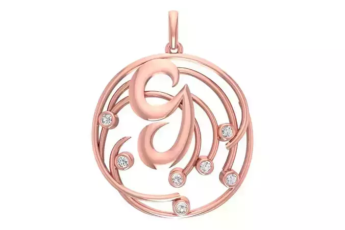 Alphabet G Diamond Pendant 3dm STL OBJ FBX Renders Details