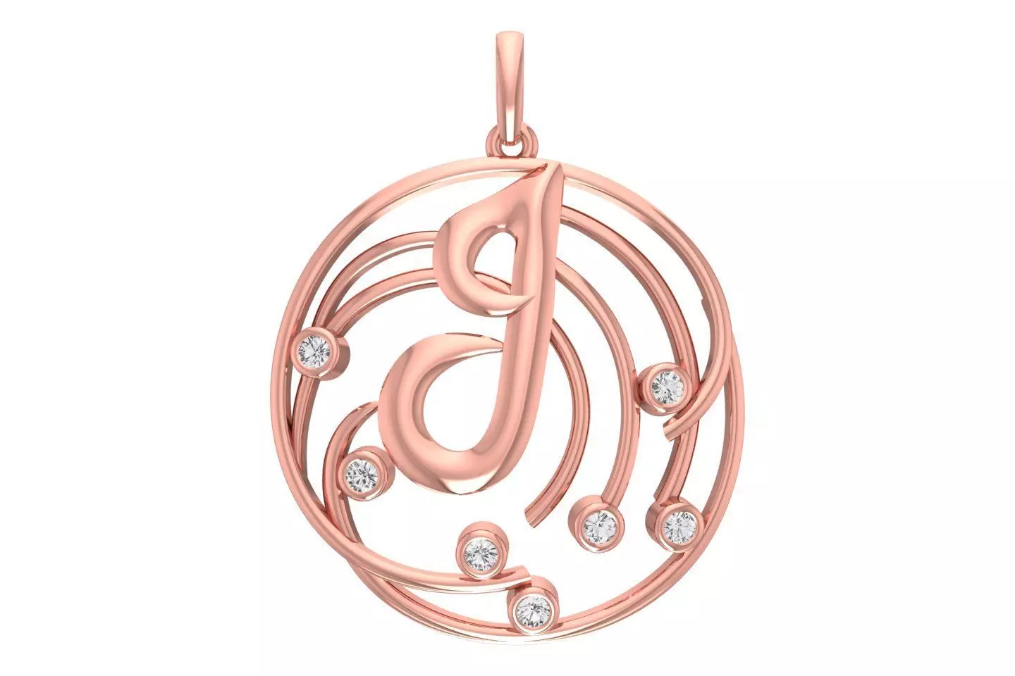 Alphabet J Diamond Pendant 3dm STL OBJ FBX Renders Details 3D print model_0