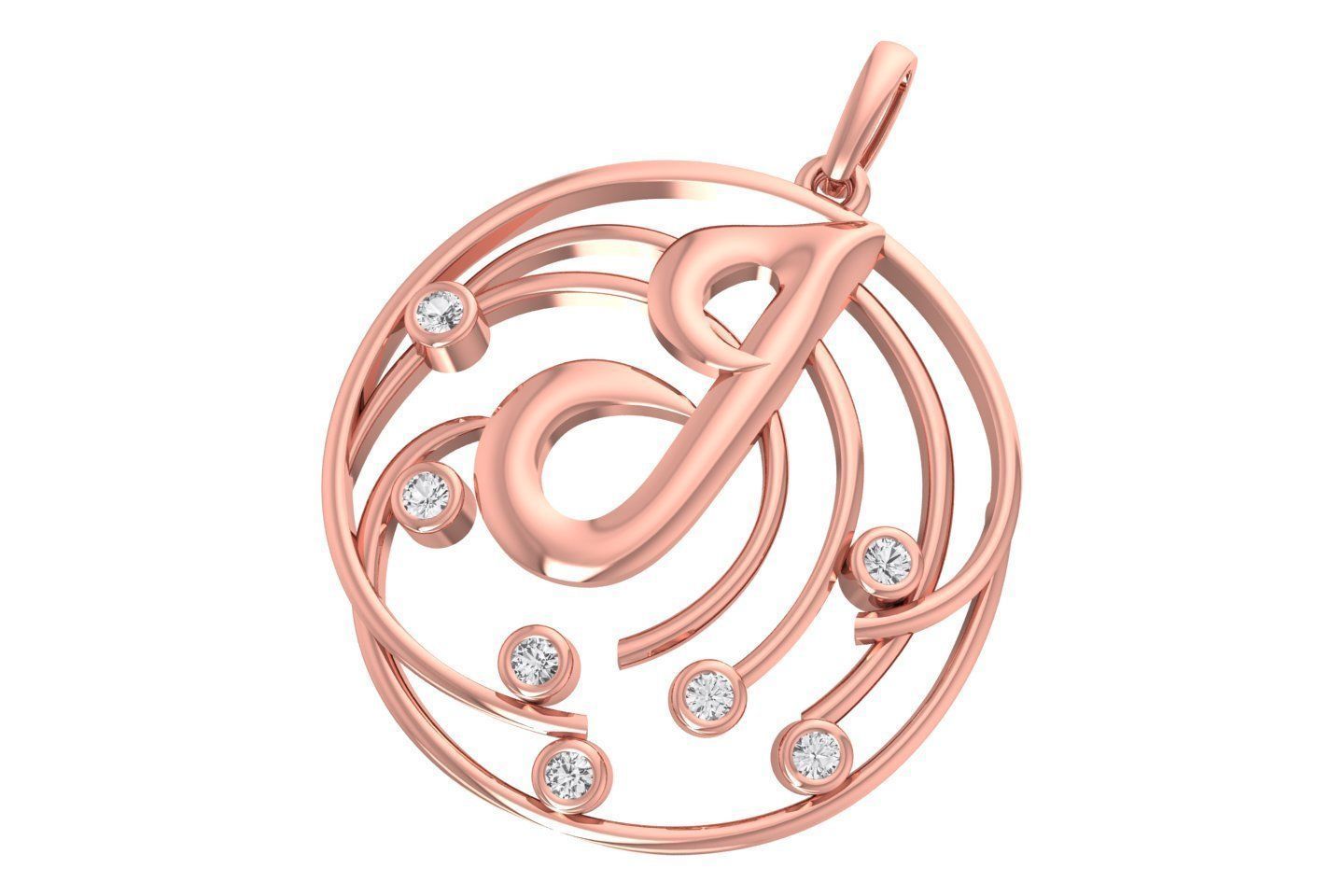 Alphabet J Diamond Pendant 3dm STL OBJ FBX Renders Details 3D print model_2