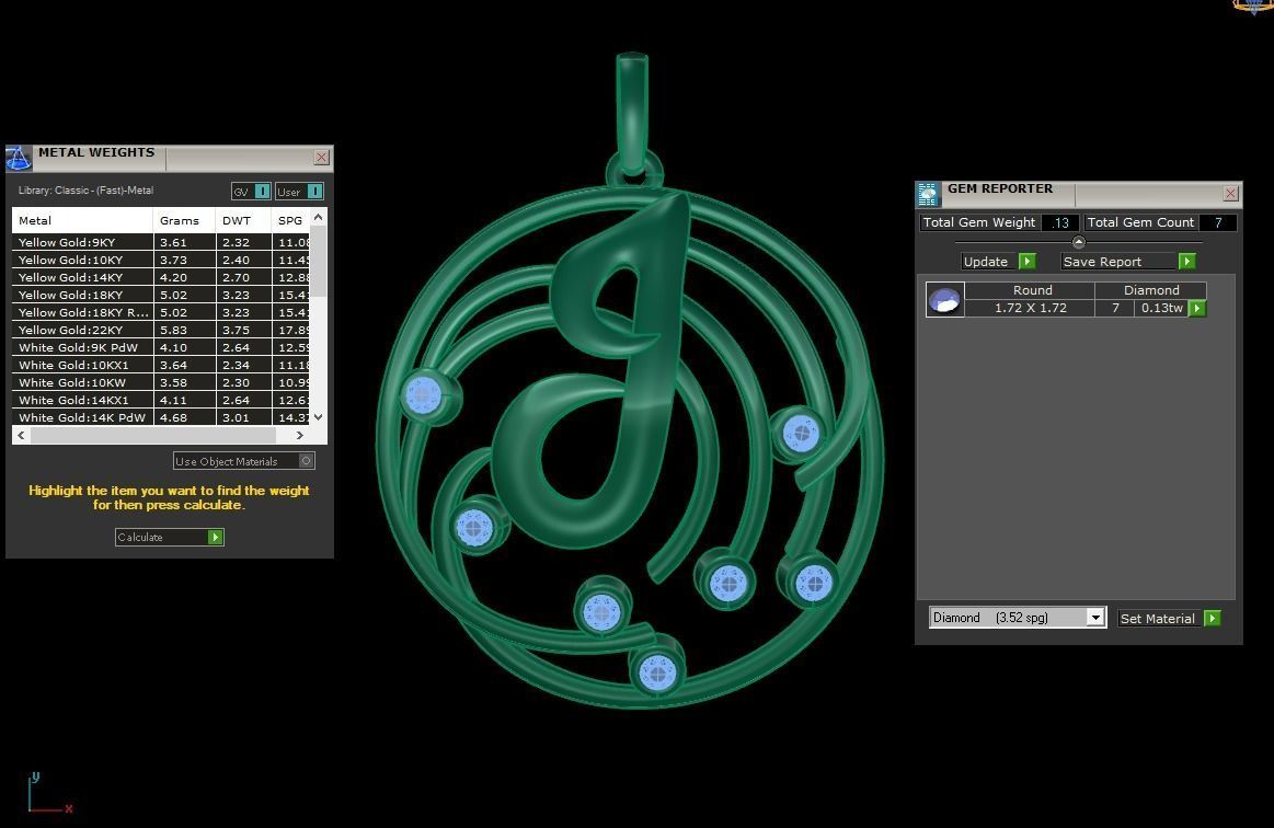 Alphabet J Diamond Pendant 3dm STL OBJ FBX Renders Details 3D print model_3
