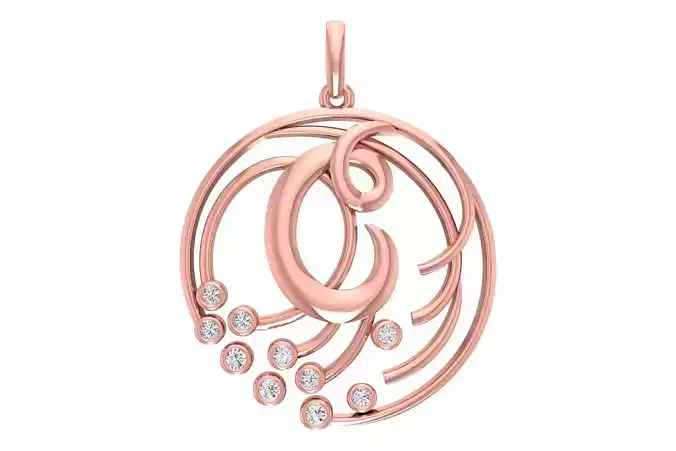 Alphabet C Diamond Pendant 3dm STL OBJ FBX Renders Details