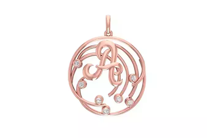 Alphabet A Diamond Pendant 3dm STL OBJ FBX Renders Details