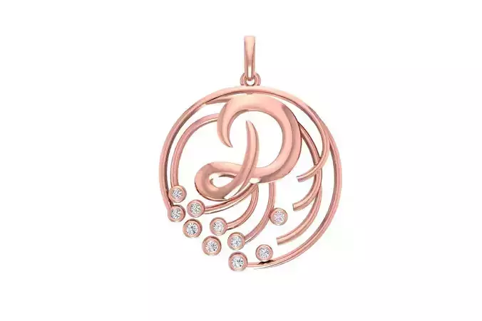 Alphabet D Diamond Pendant 3dm STL OBJ FBX Renders Details