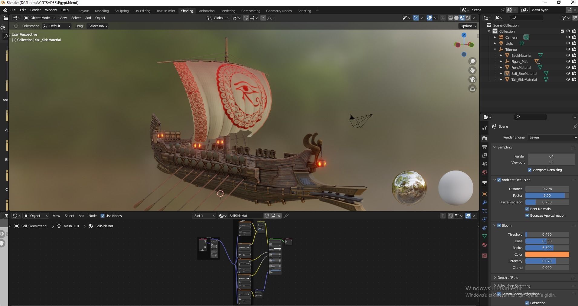 Trireme Low-poly 3D model_21