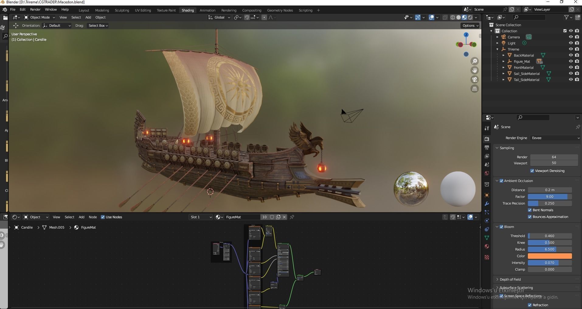 Trireme Low-poly 3D model_23