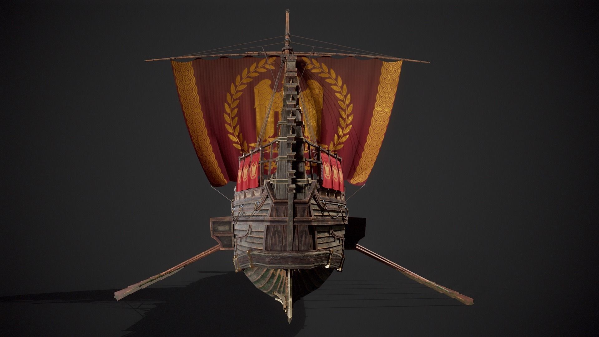 Trireme Low-poly 3D model_8