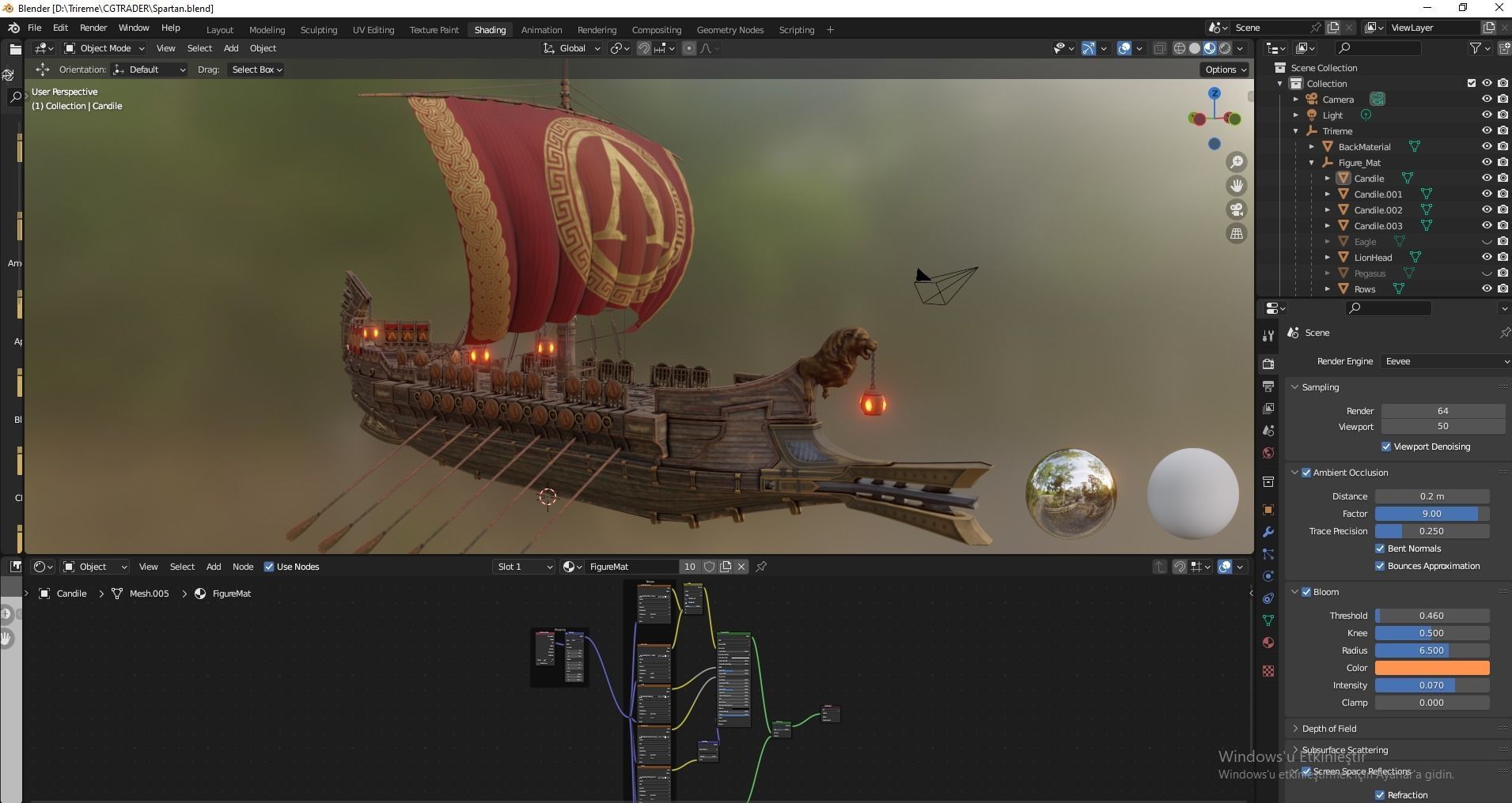 Trireme Low-poly 3D model_24