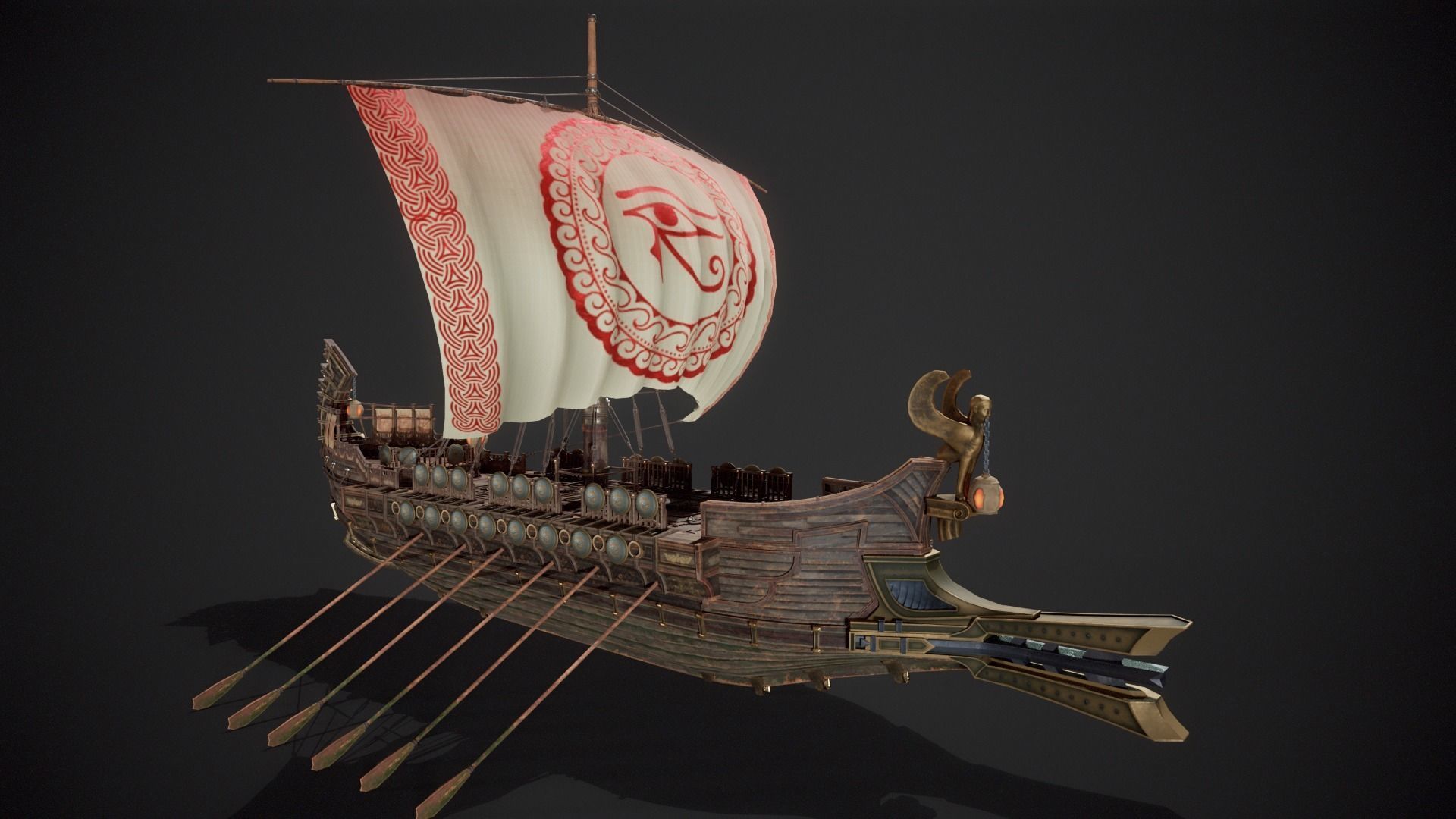 Trireme Low-poly 3D model_2