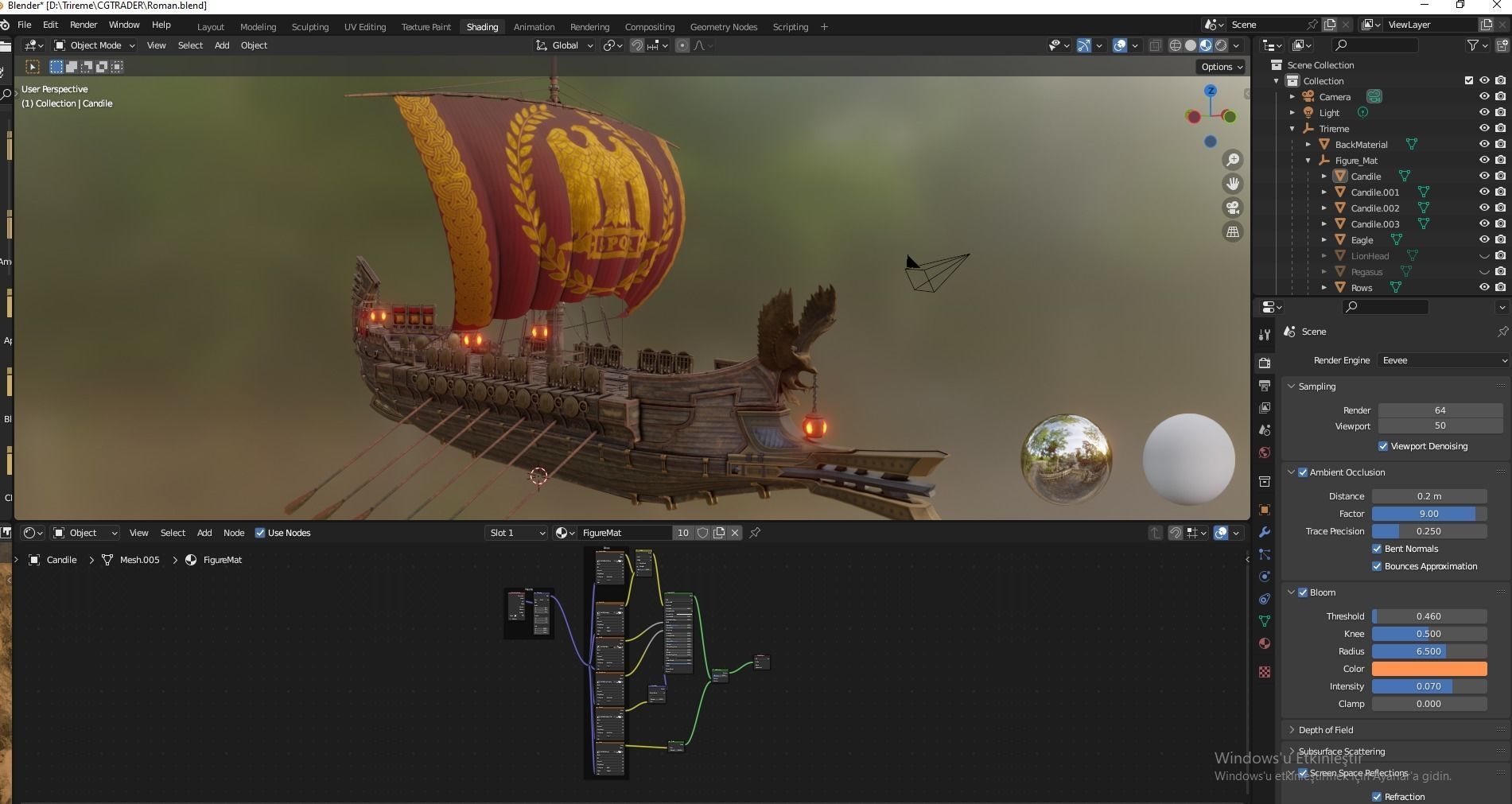 Trireme Low-poly 3D model_22