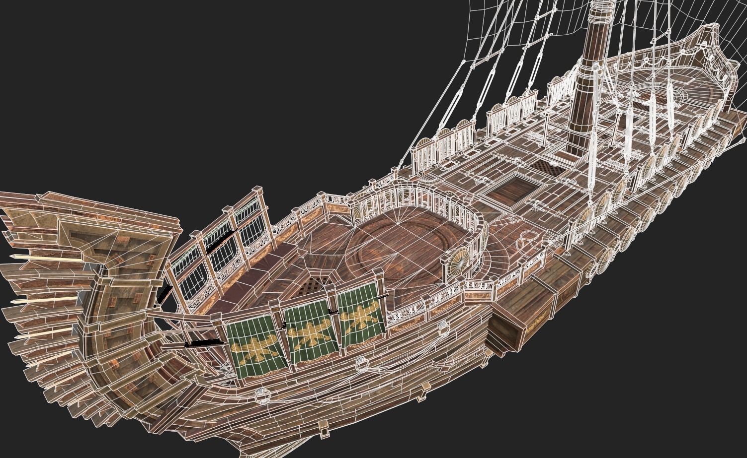Trireme Low-poly 3D model_33