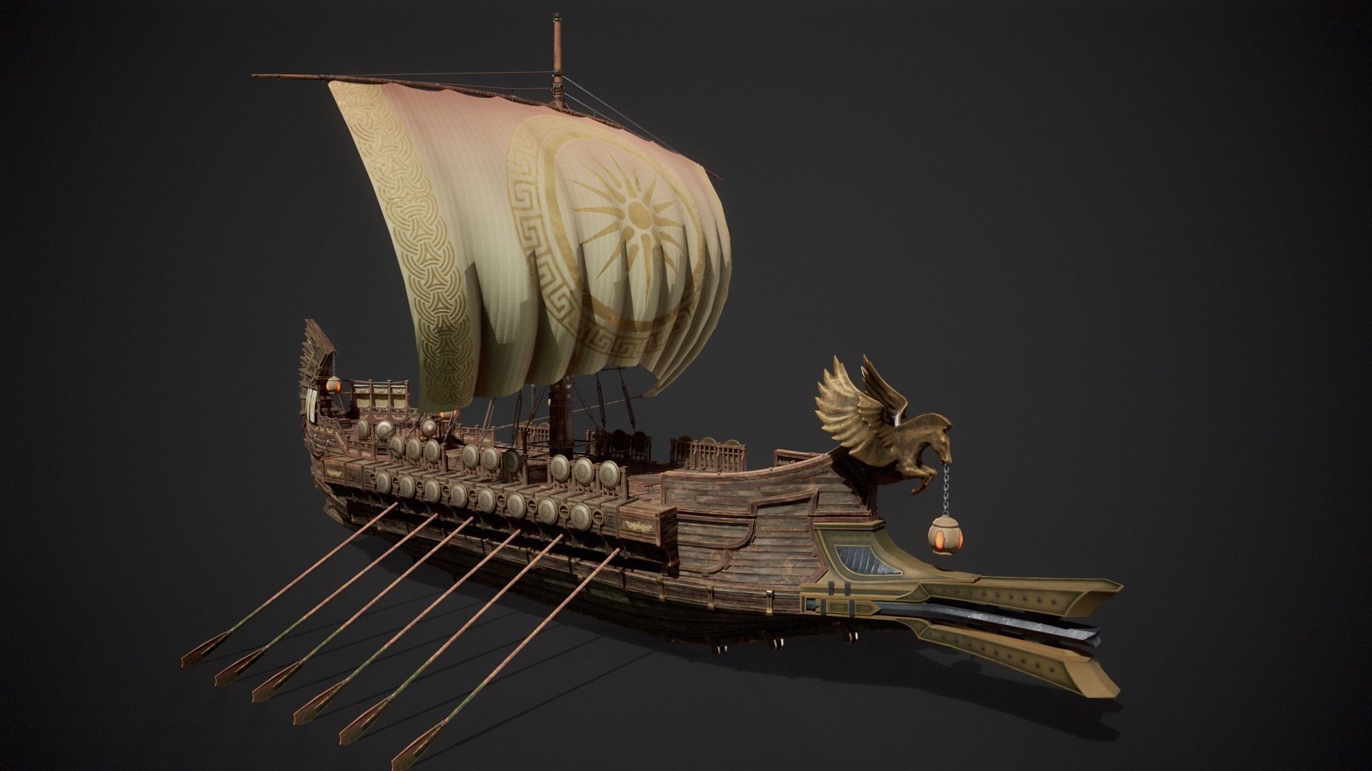 Trireme Low-poly 3D model_3