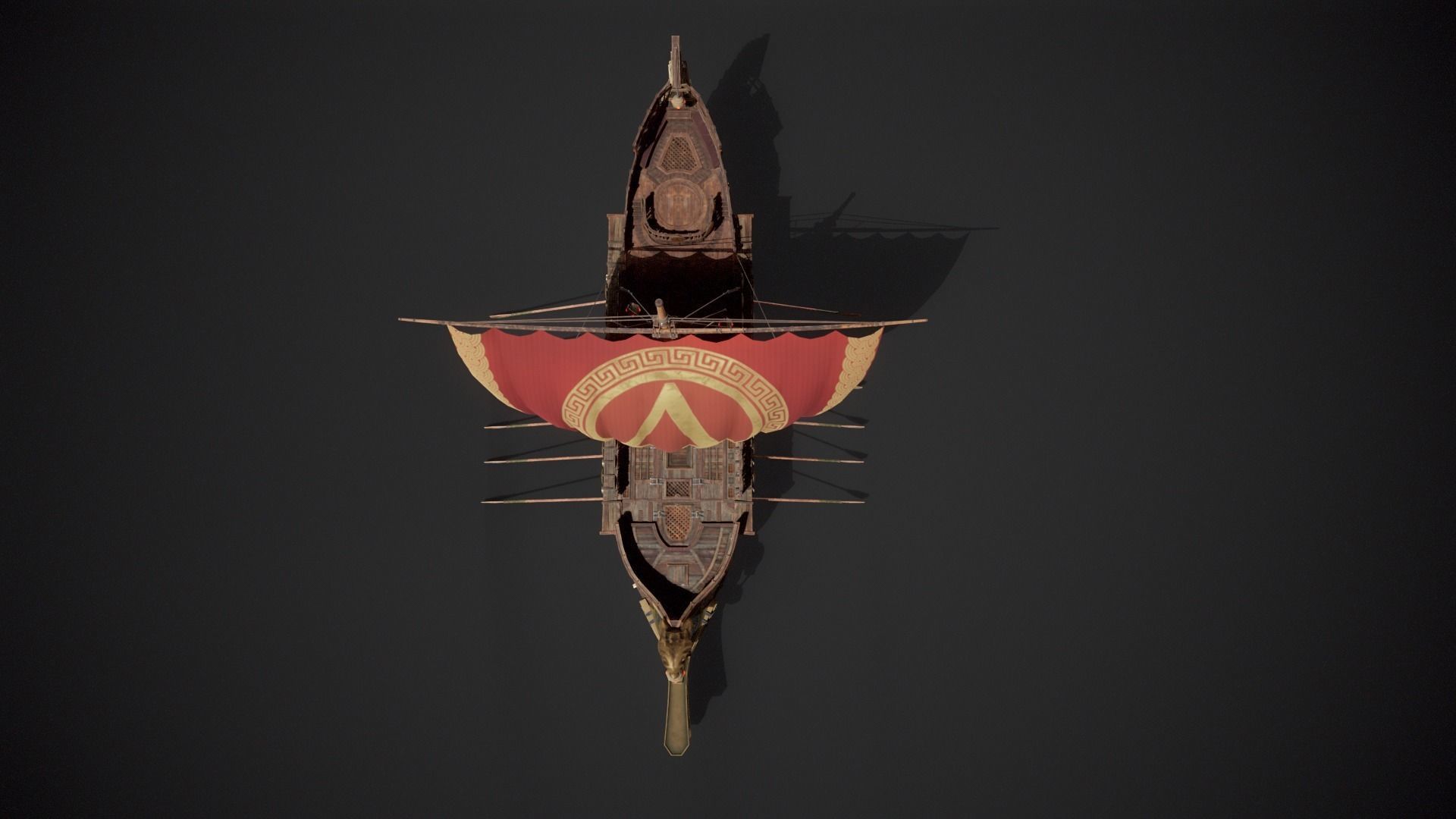 Trireme Low-poly 3D model_10