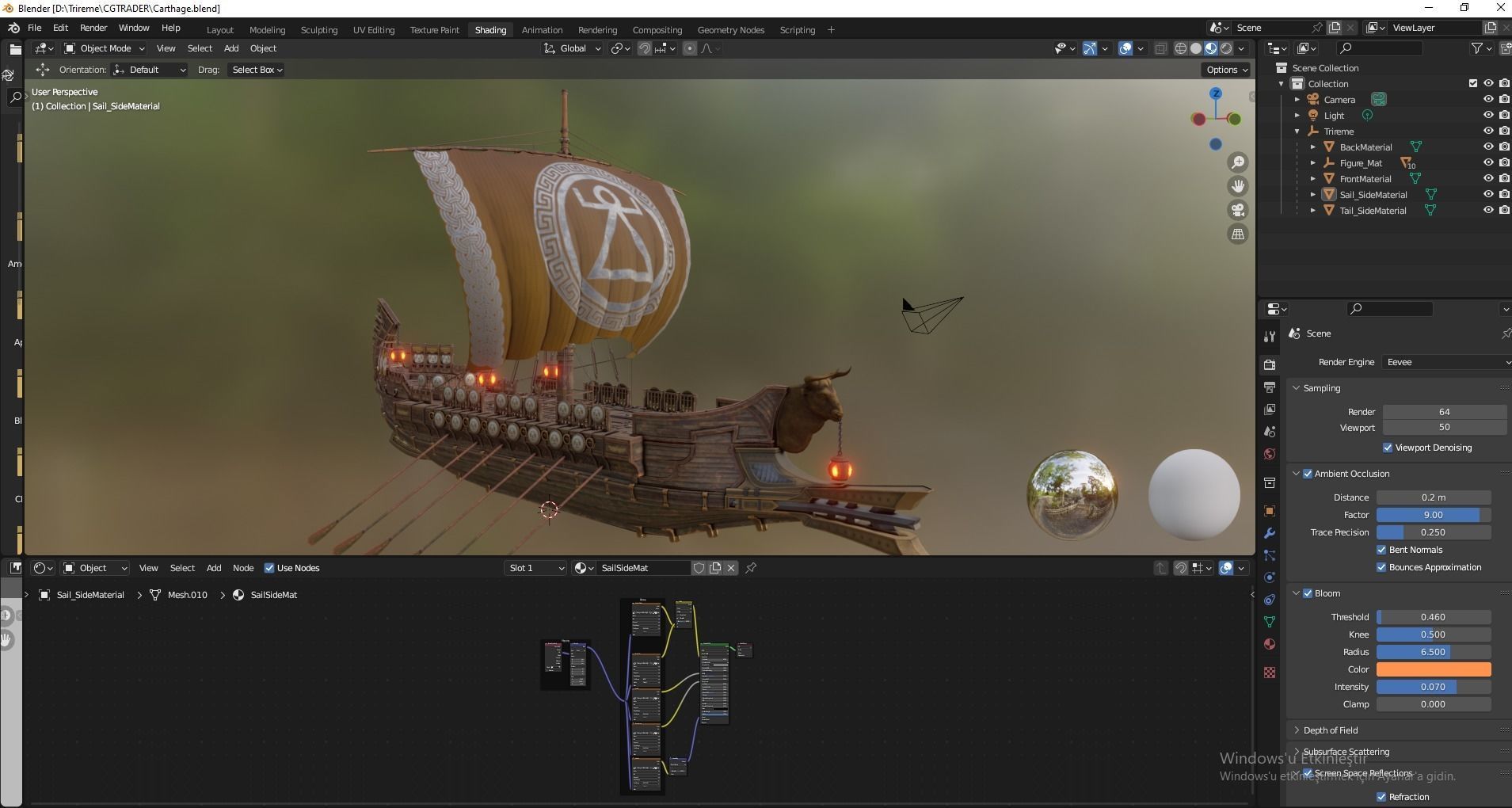 Trireme Low-poly 3D model_25