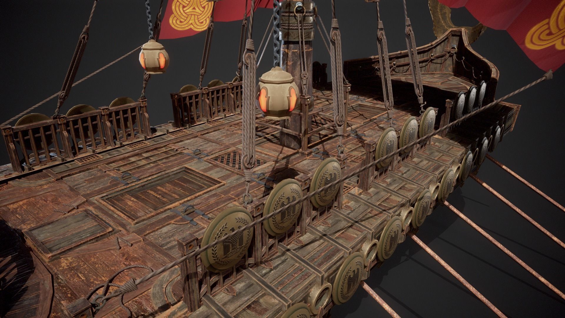 Trireme Low-poly 3D model_14