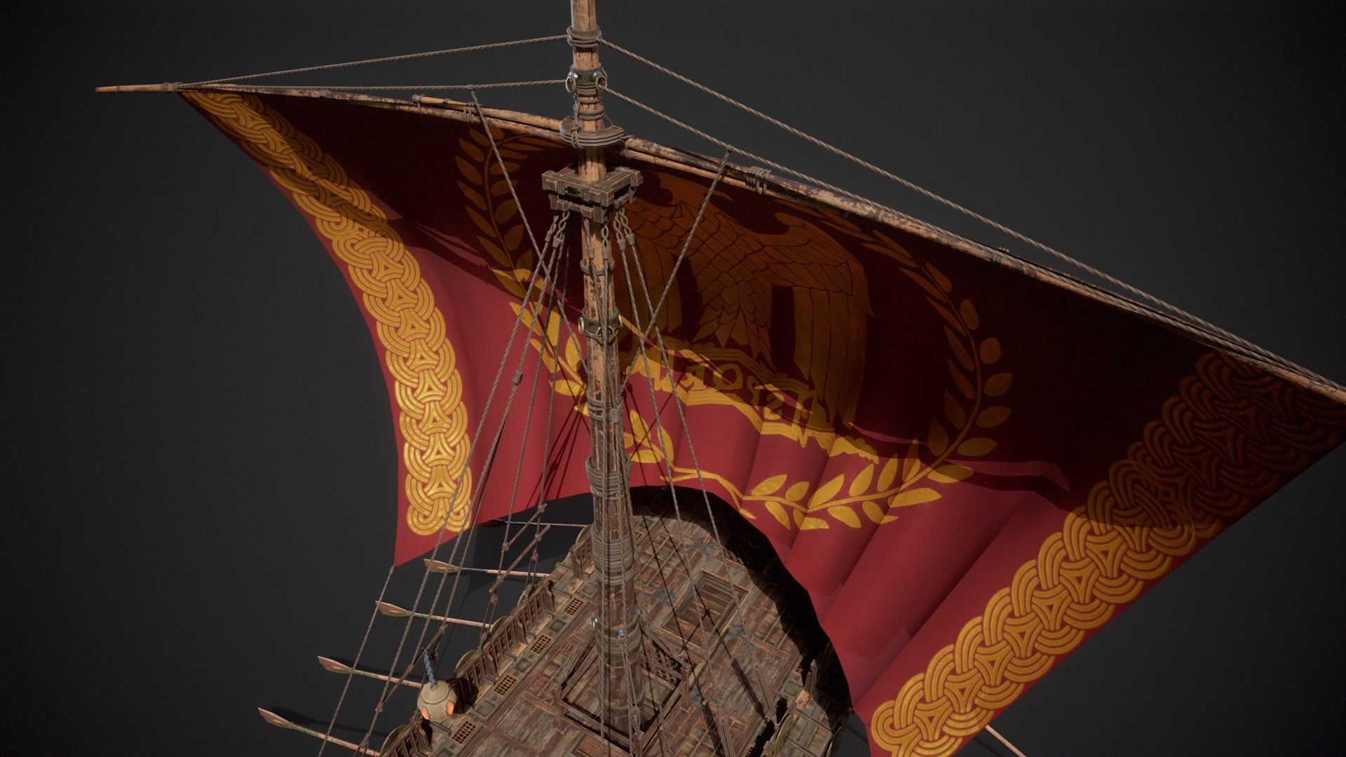 Trireme Low-poly 3D model_15