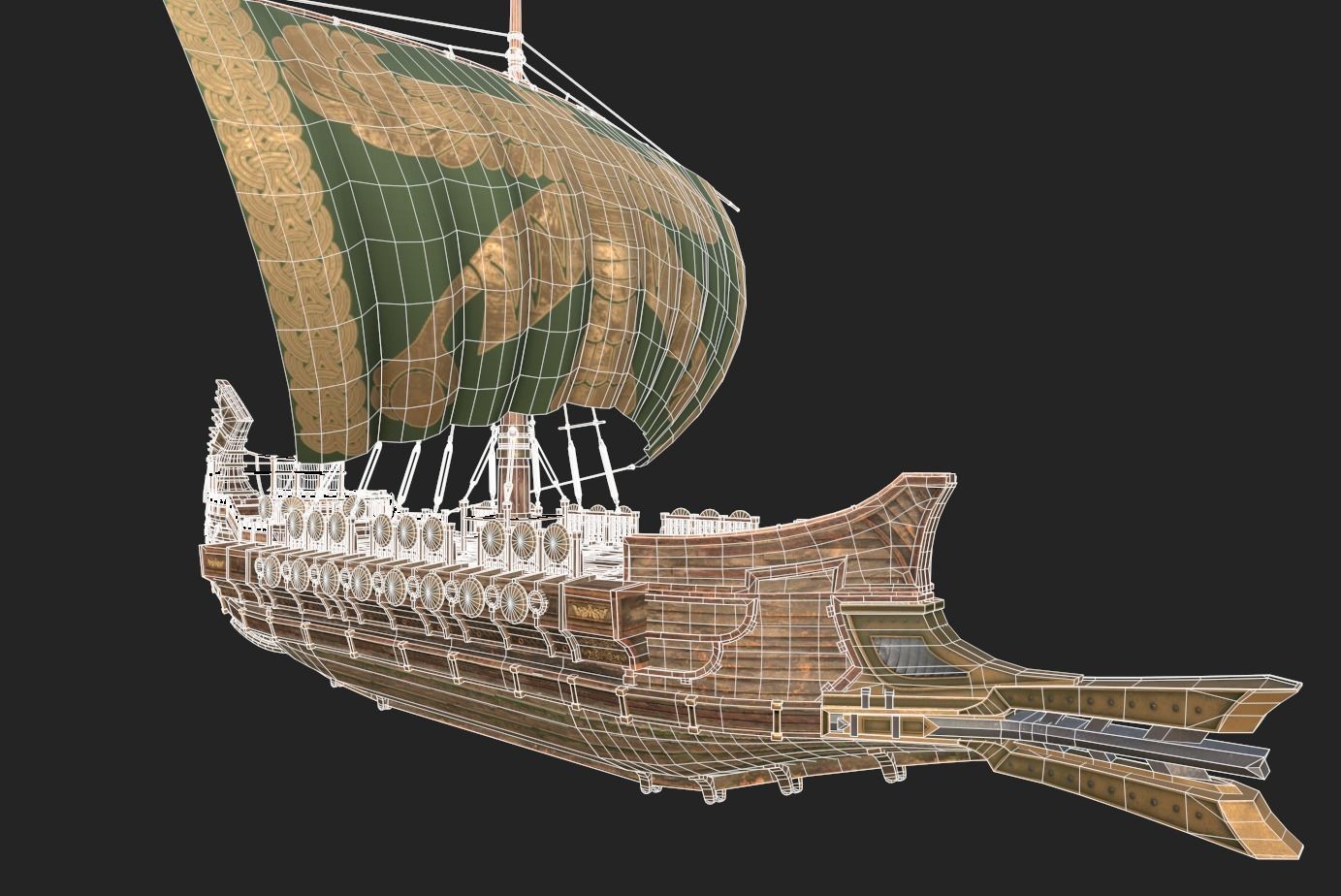 Trireme Low-poly 3D model_35