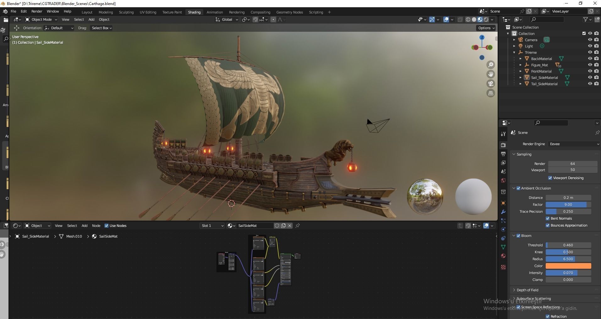 Trireme Low-poly 3D model_26