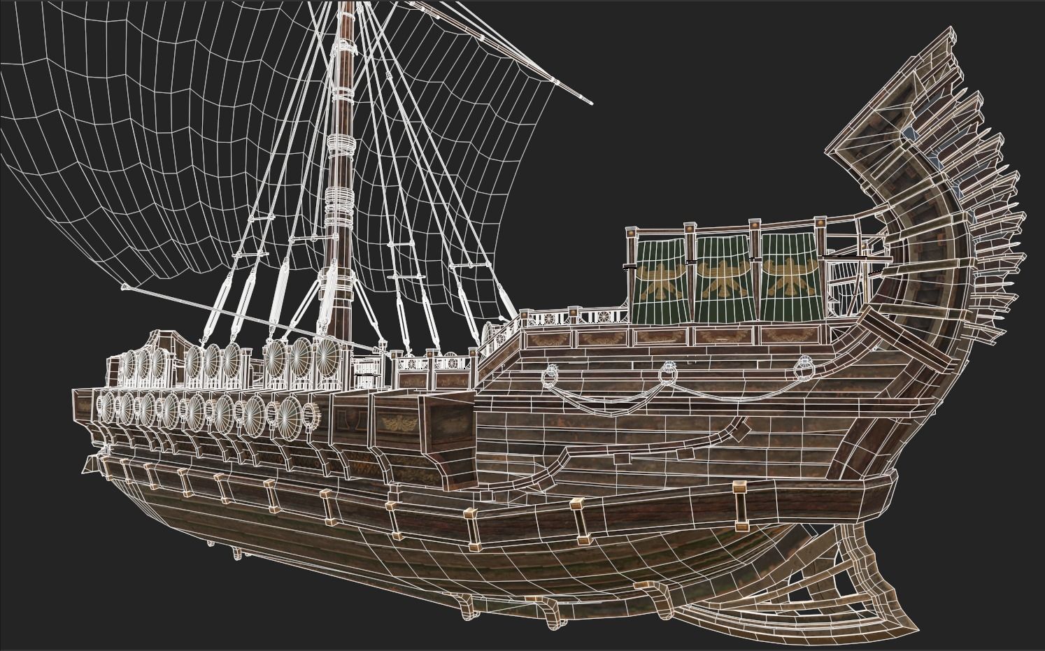 Trireme Low-poly 3D model_34