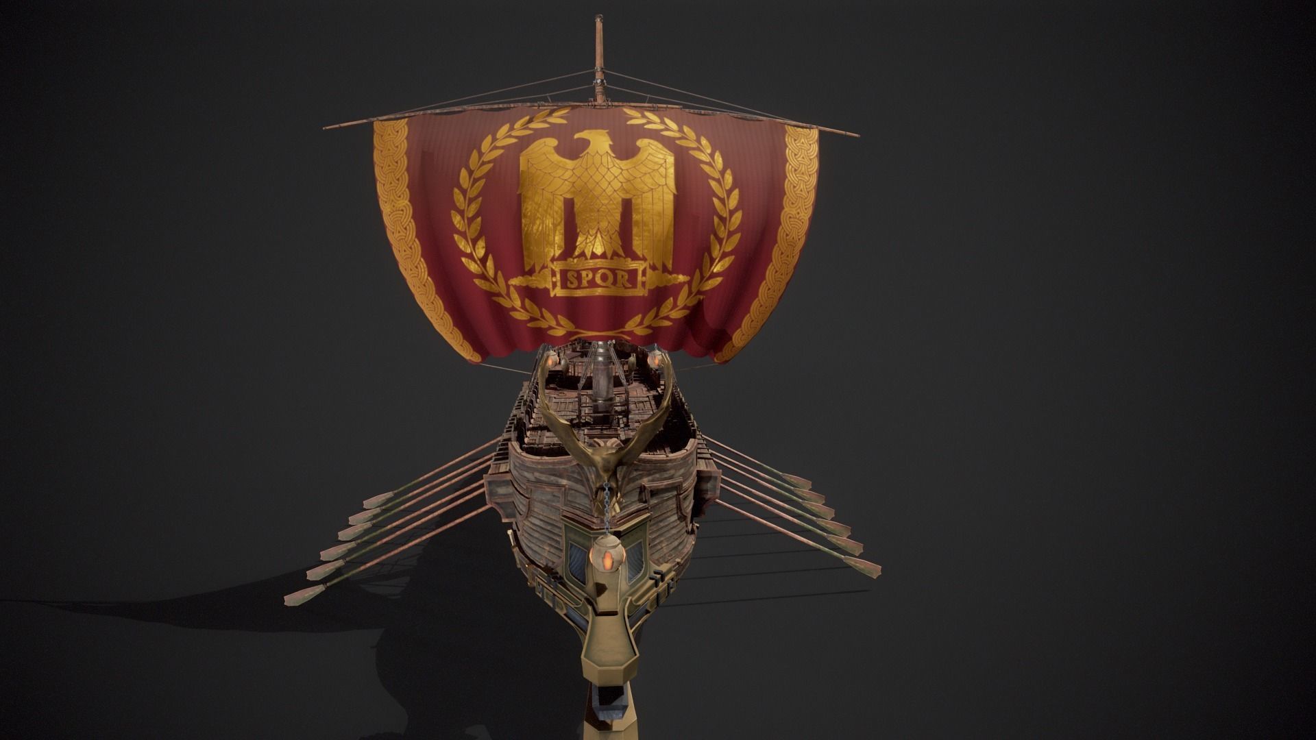 Trireme Low-poly 3D model_12