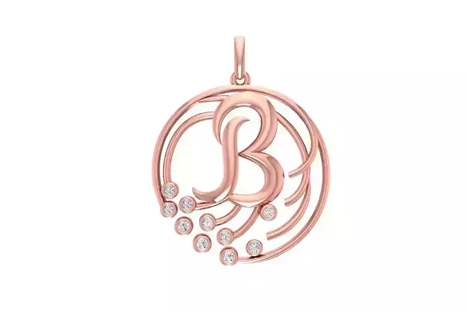 Alphabet B Diamond Pendant 3dm STL OBJ FBX Renders Details