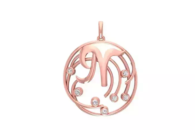 Alphabet N Diamond Pendant 3dm STL OBJ FBX Renders Details